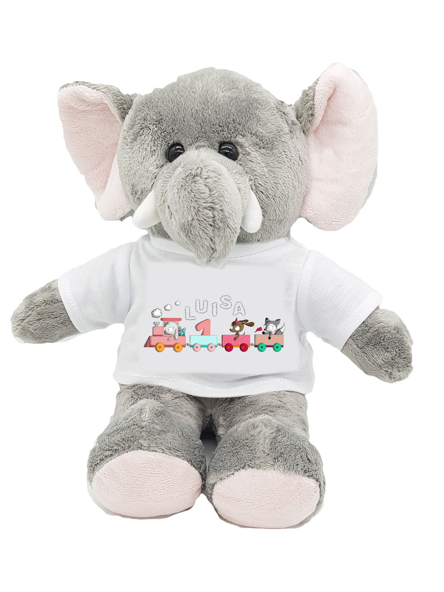 Kilala Elefant Geburtstagszug Kuscheltier mit Wunschname zum Geburtstag Mädchen 1.Geburtstag