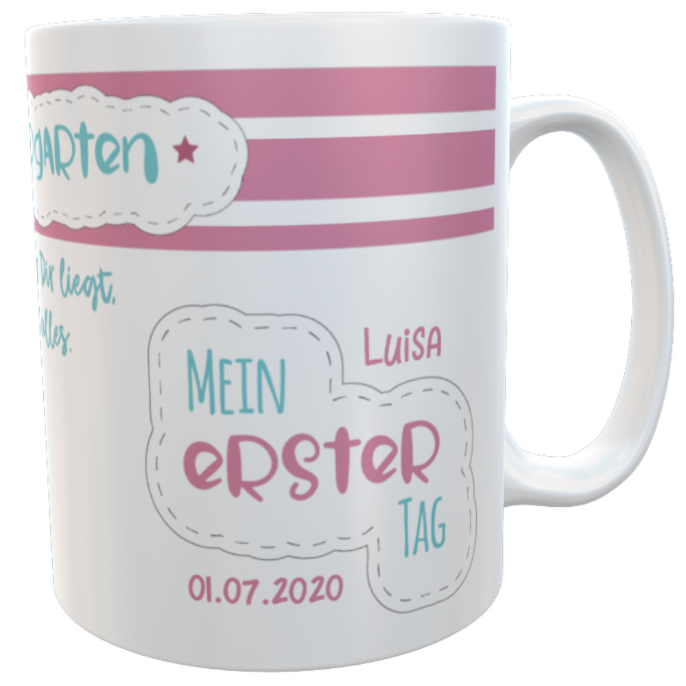 Kindertasse Kunststoff personalisiert Kindergartenkind Mädchen emmapünktchen, inkl. Geschenkverpackung