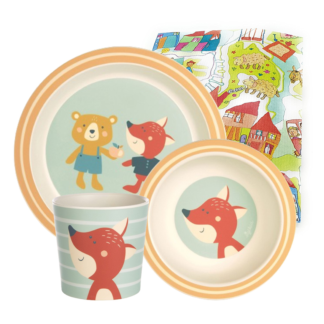 Sigikid Melamin Geschirr-Set Fuchs/Bär 3-teilig