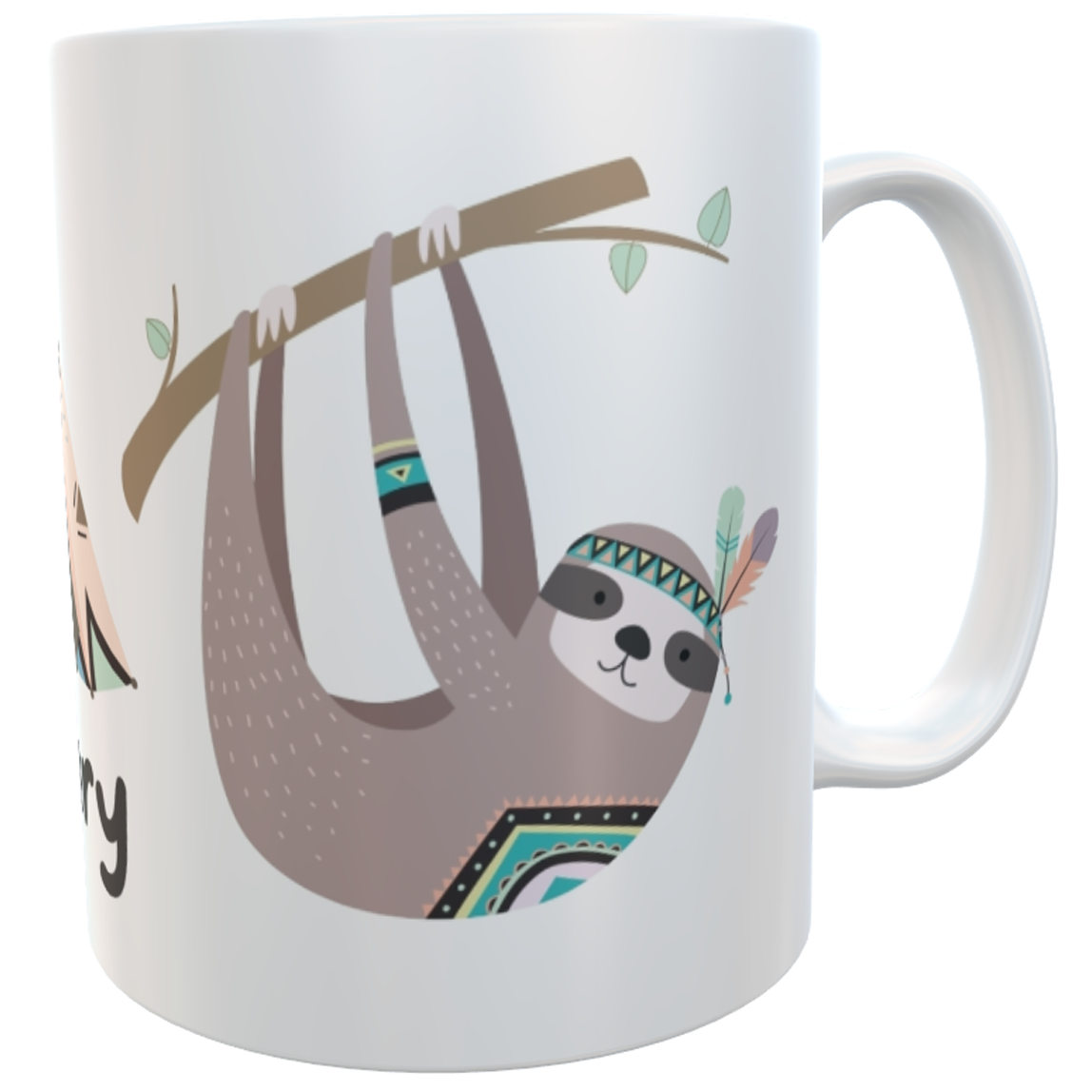 Namenstasse Faultier und Waschbär- personalisierte Kindertasse, Henkeltasse