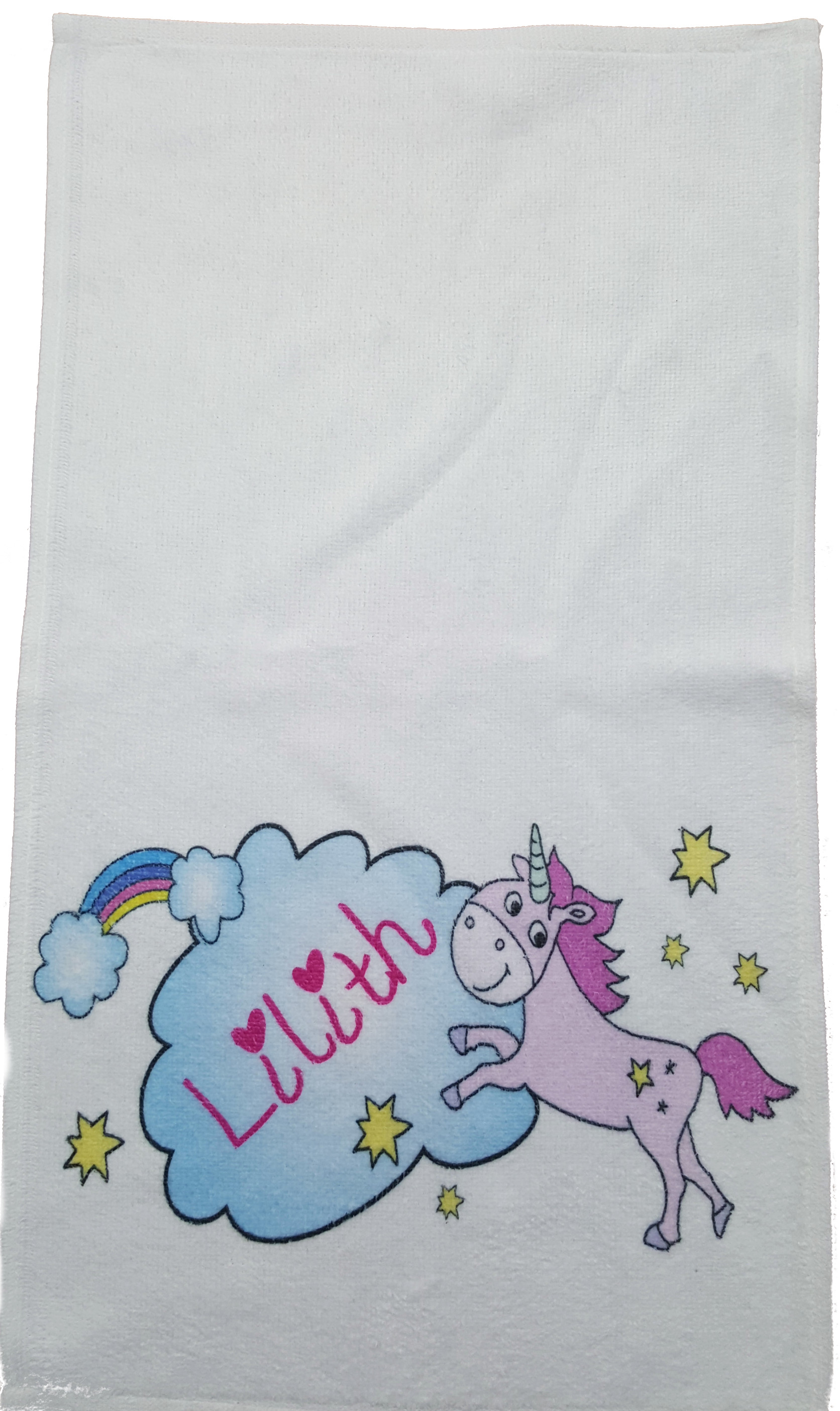 Kinderhandtuch Einhorn mit Wunschname - personalisiertes Einhorn-Handtuch