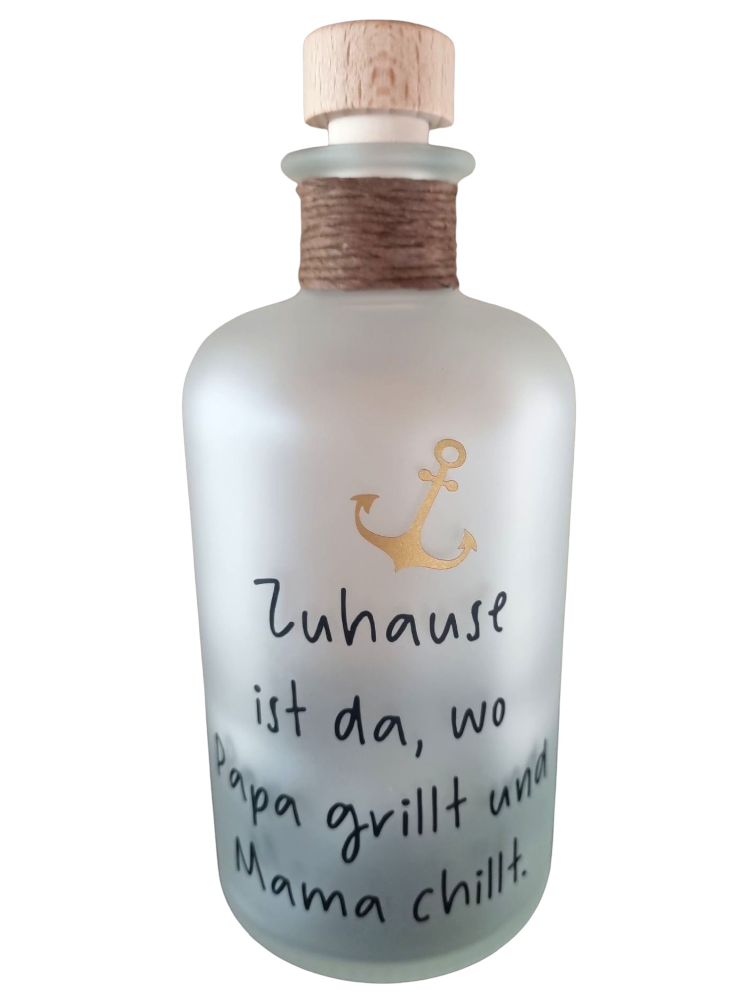 Dekorative Flaschenpost-Apothekerflasche mit goldenem Anker, 500ml - Liebevolles Geschenk zum Muttertag, Vatertag & Geburtstag