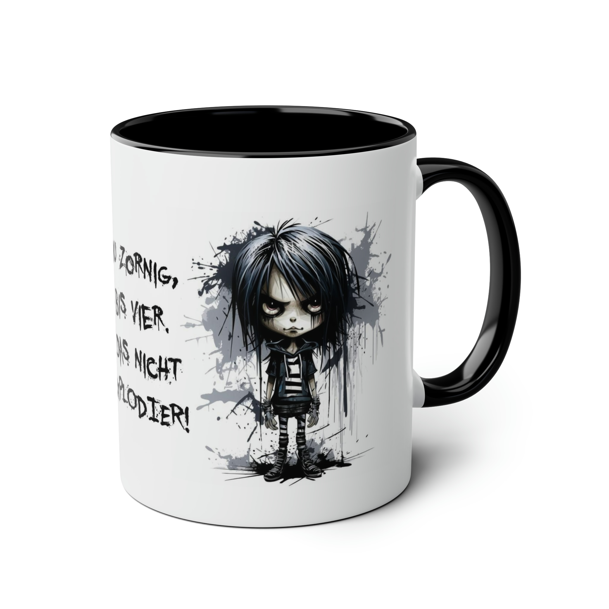 Trendiger Kaffeebecher für coole Gothic-Girls - Motiv: Bist du zornig, zähl bis vier, hilft das nicht, dann explodier!