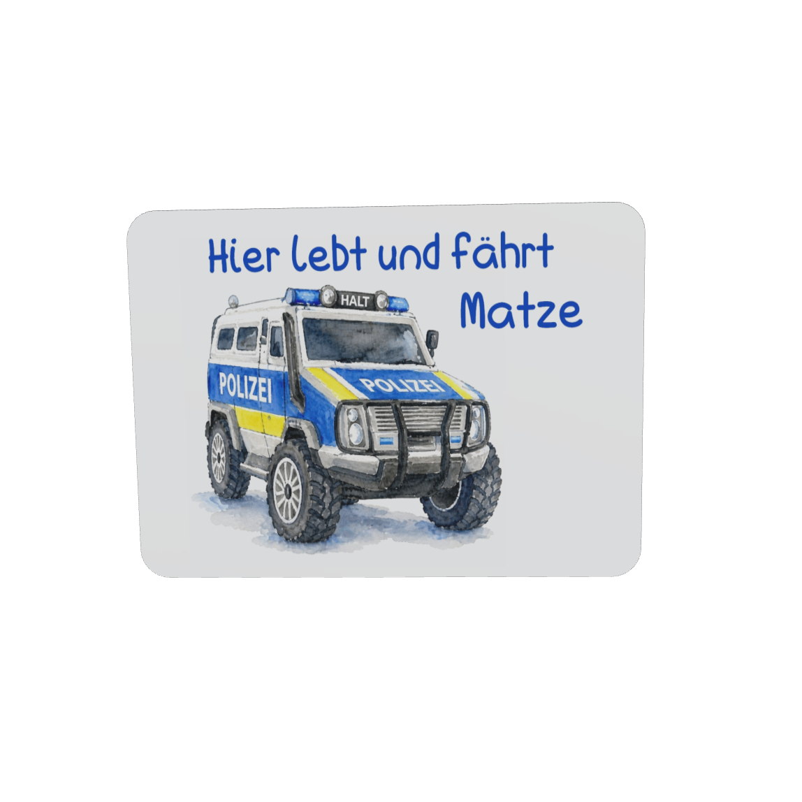 Personalisierbares Türschild Kinderzimmer Polizei Auto