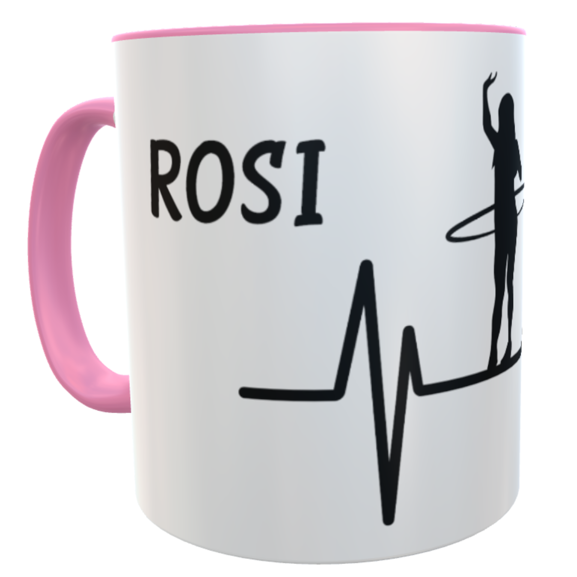 Kaffeebecher rosa Hula Hoop lustiger Spruch Bürotasse Henkelbecher
