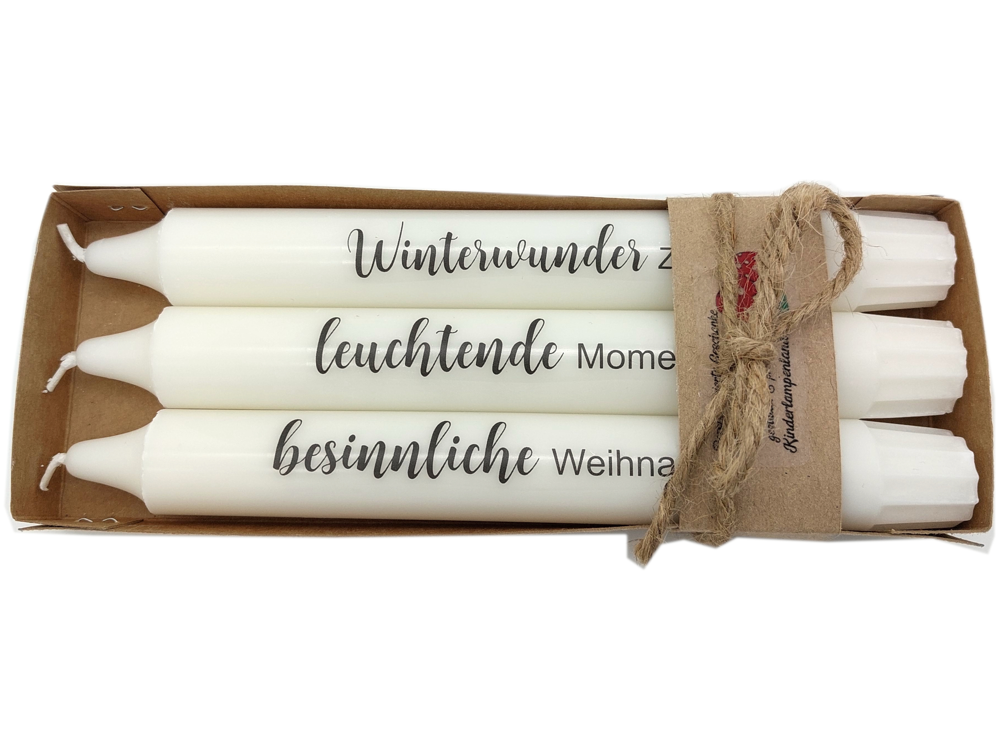 Kerzen mit Spruch für die Adventszeit und Weihnachten 3er-Set