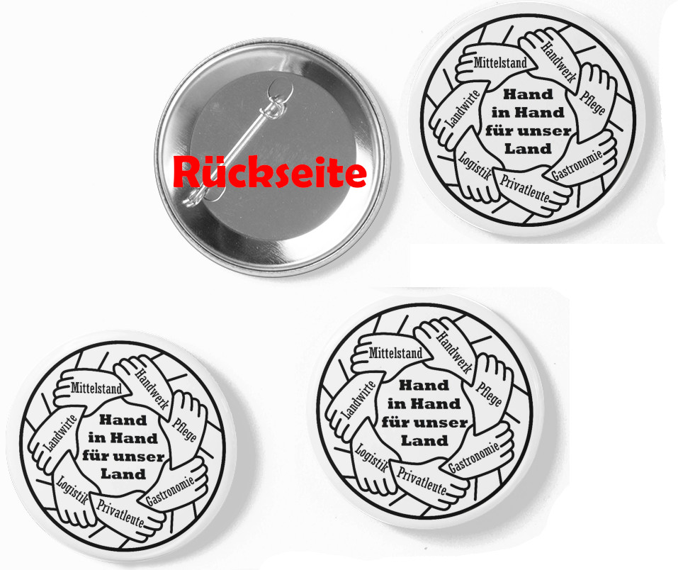 Set Demo-Ansteckbuttons: Hand in Hand für unser Land! 3 Buttons