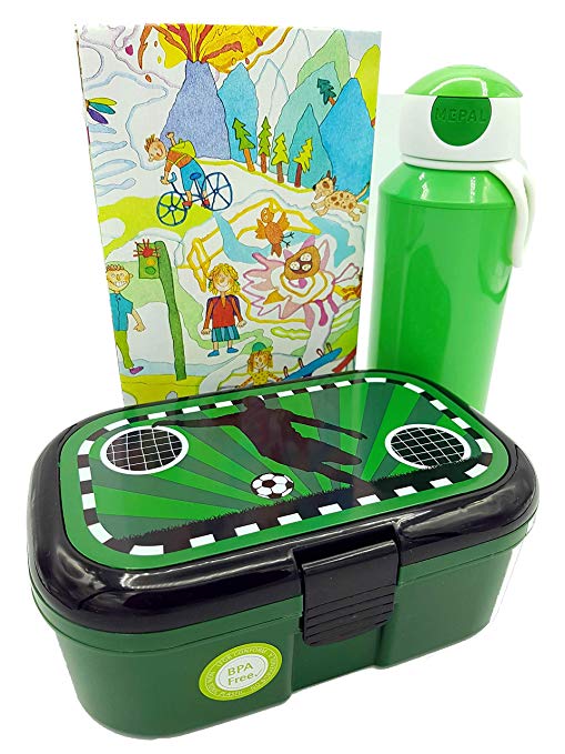 Lutz Mauder Lunchbox Fußball und Mepal Trinkflasche 400 ml grün