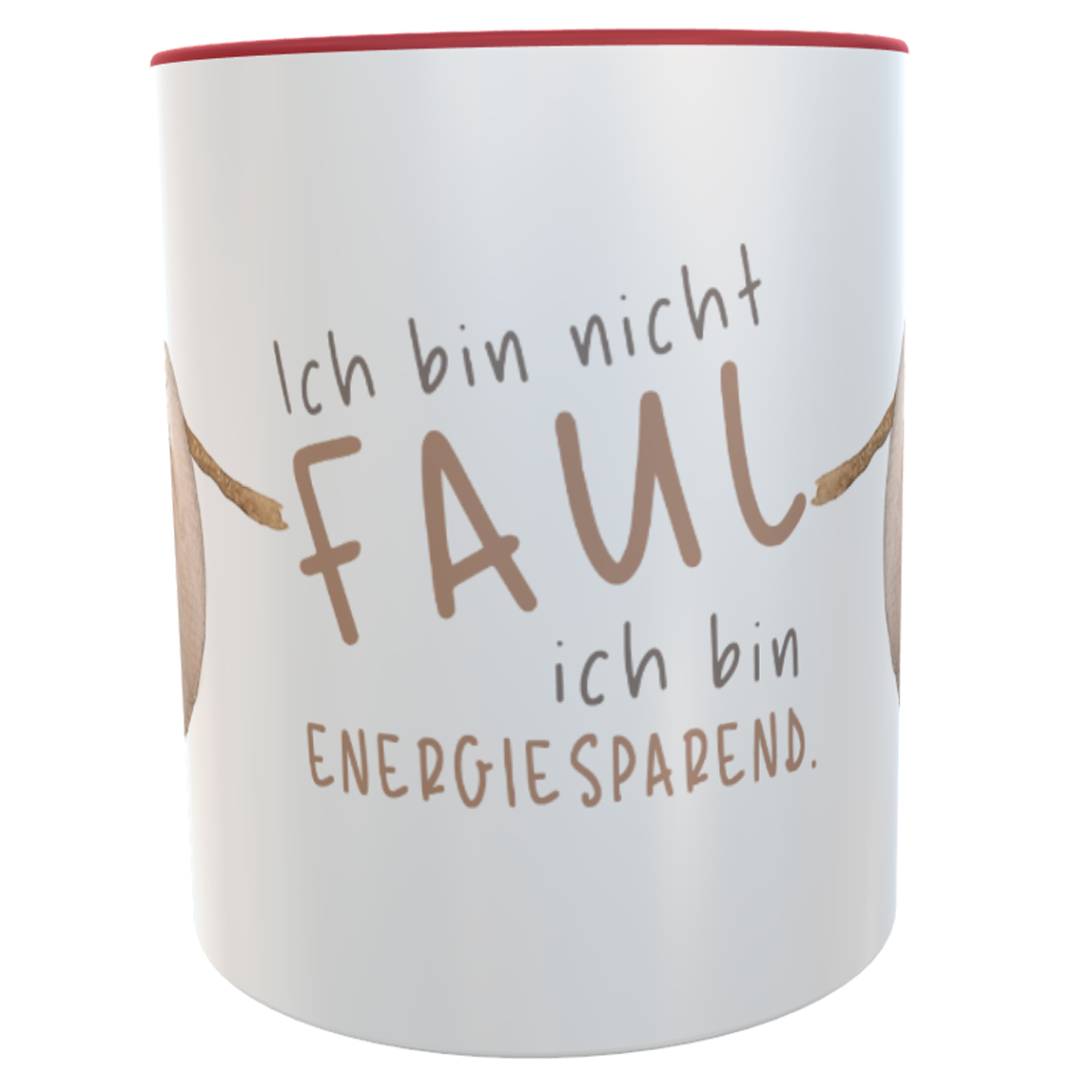 lustige Kaffeetasse Rot mit Faultier