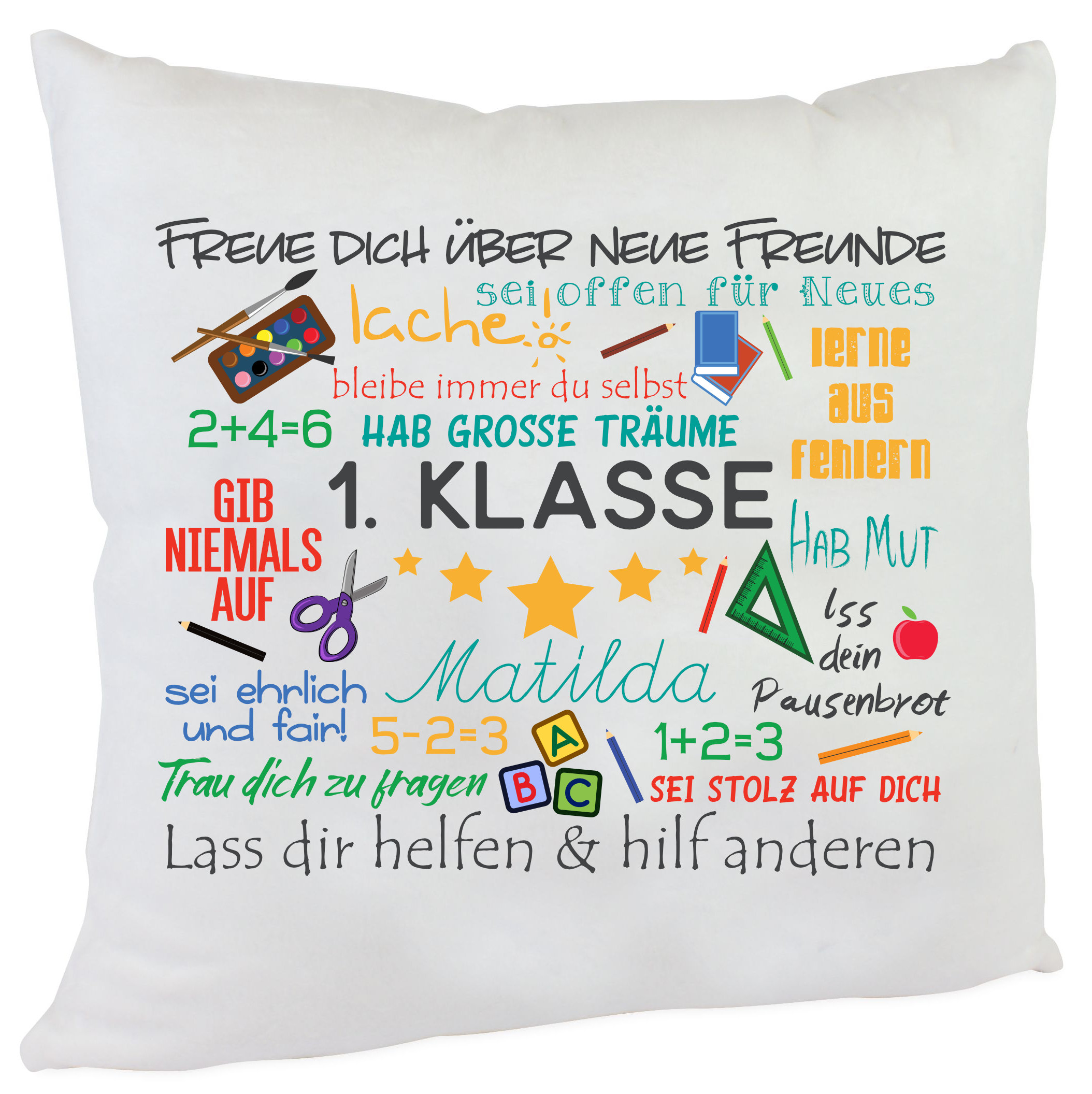 personalisiertes Kissen zur Einschulung Junge Mädchen
