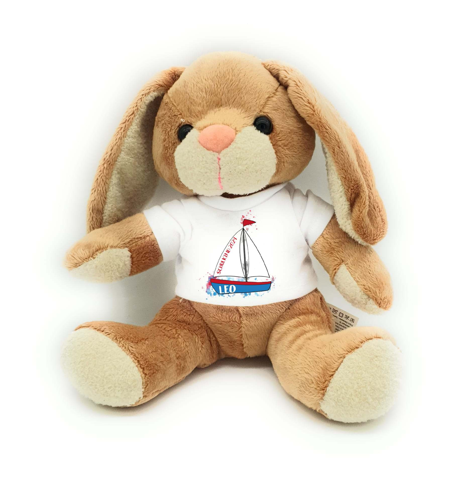 Hase Kuscheltier Segelboot für die Zuckertüte Schultüte mit Wunschname