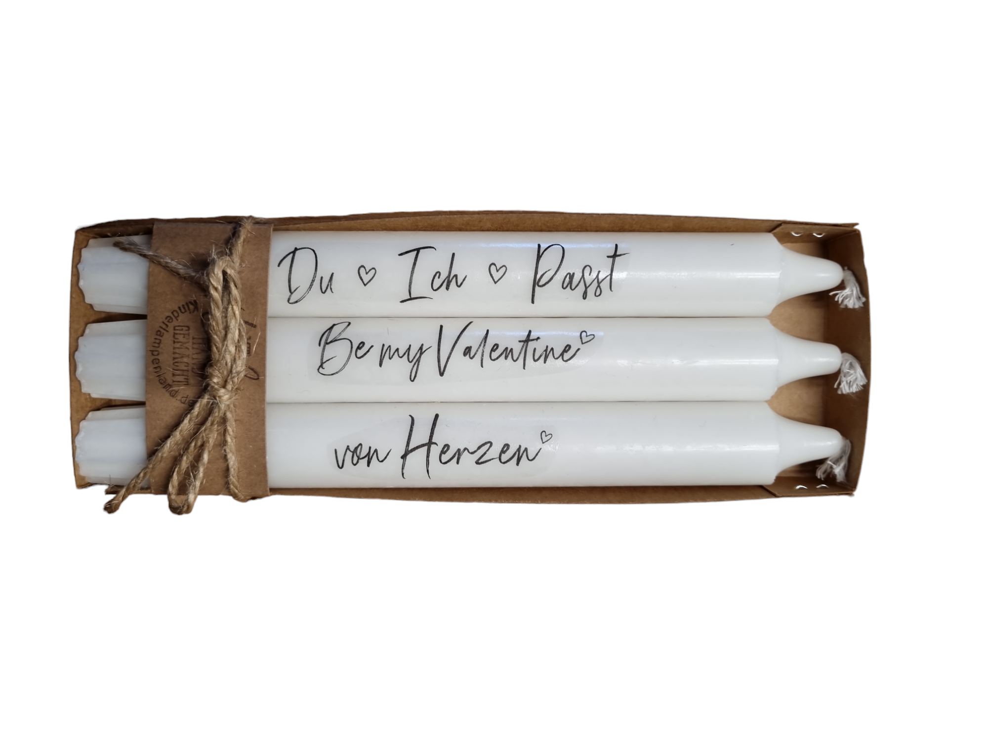 Stabkerzen Valentinstag mit Spruch 3er-Set