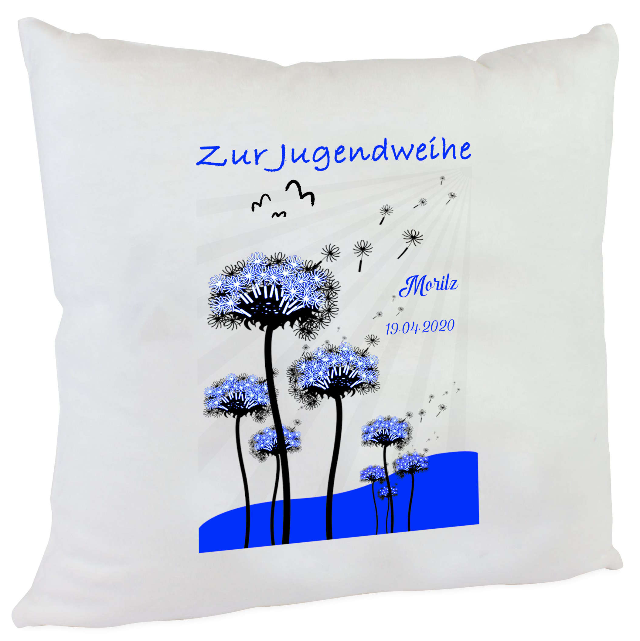 Kissen Jugendweihe blau