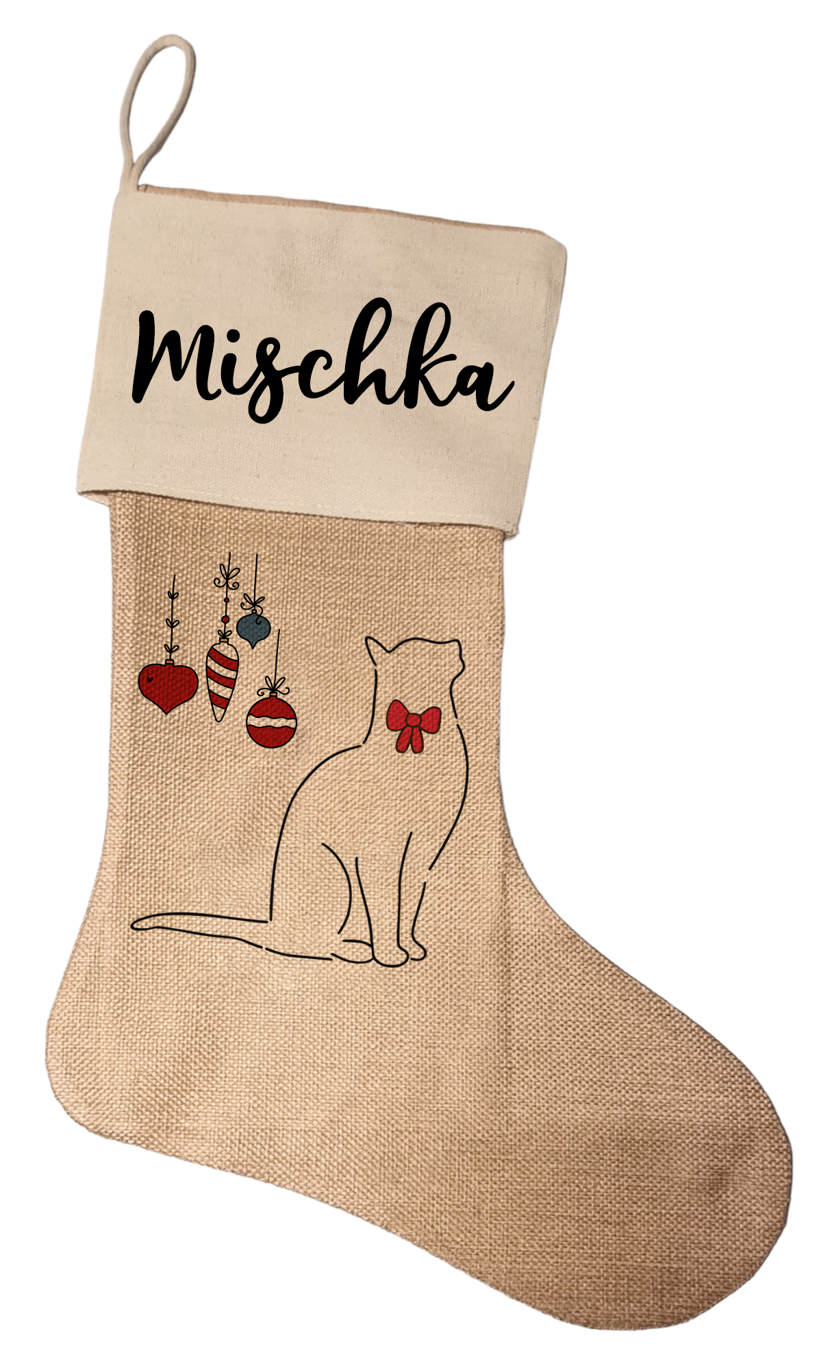 Nikolausstrumpf Katze mit Schleife zum befüllen