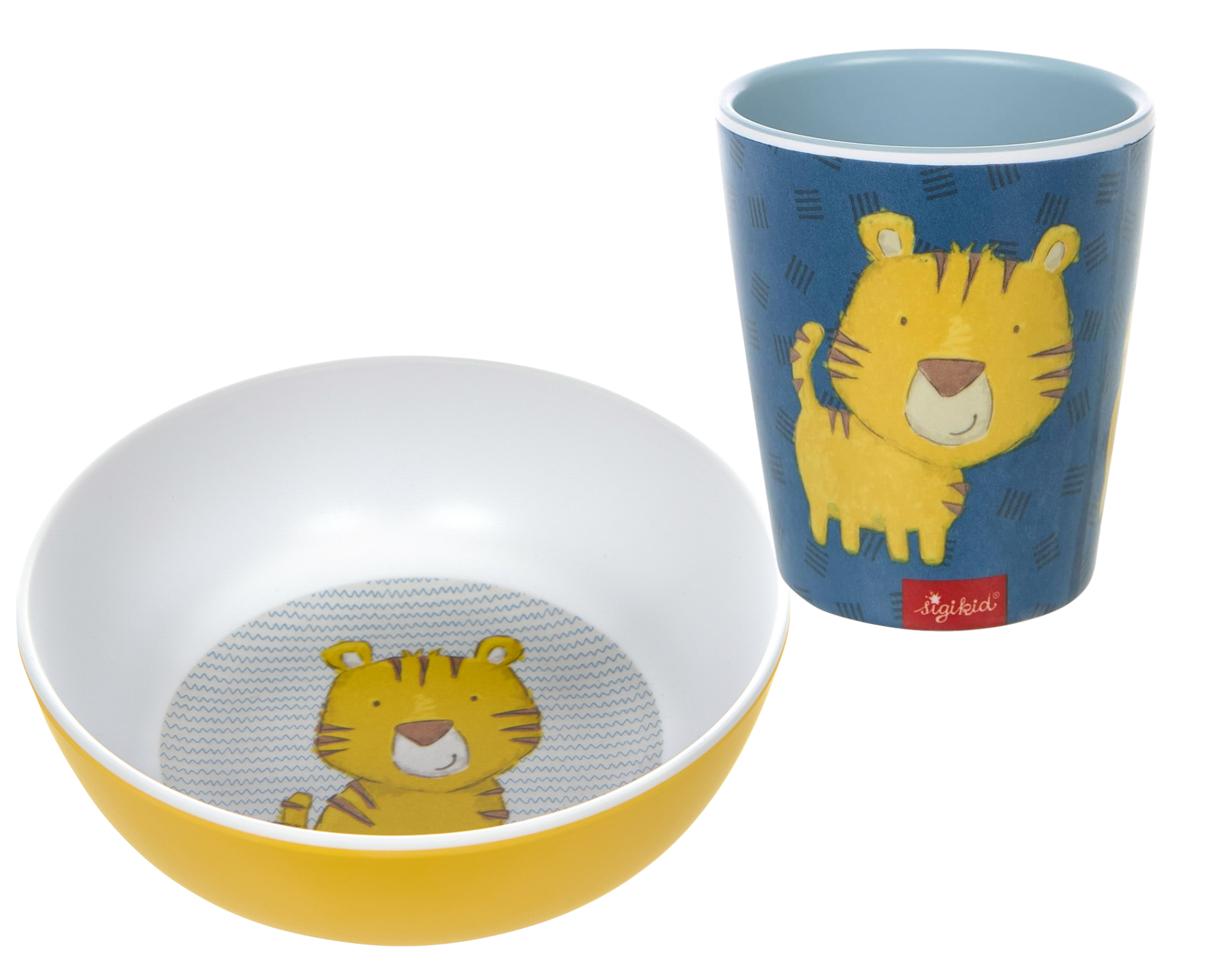 Sigikid Melamin Geschirr-Set Tiger Taufgeschenk 2-teilig