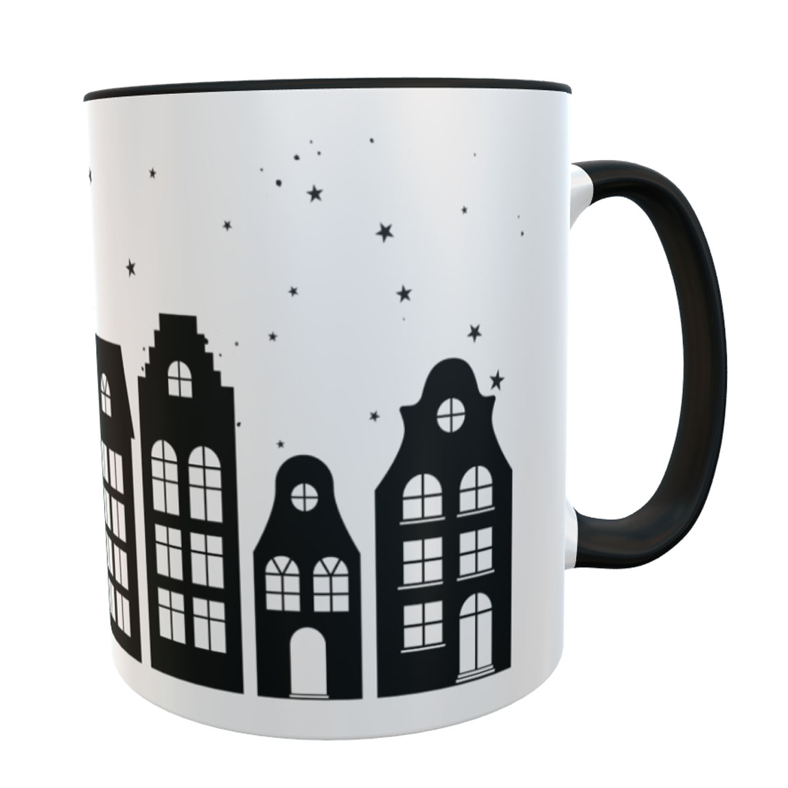 Kaffeetasse Häuser mit Sternen schwarz