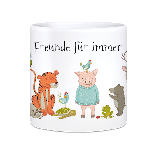 Personalisierte Kindertasse Tiere Freunde für immer 180ml