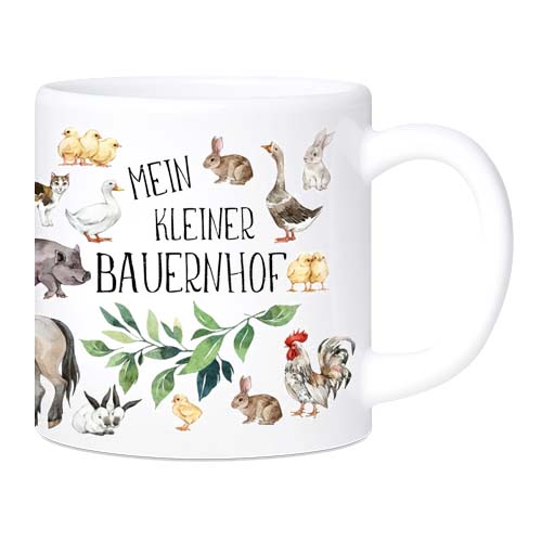 Personalisierte Bauernhoftiere Kinder-Tasse aus leichtem Kunststoff mit Namen und Spruch - Mein kleiner Bauernhof