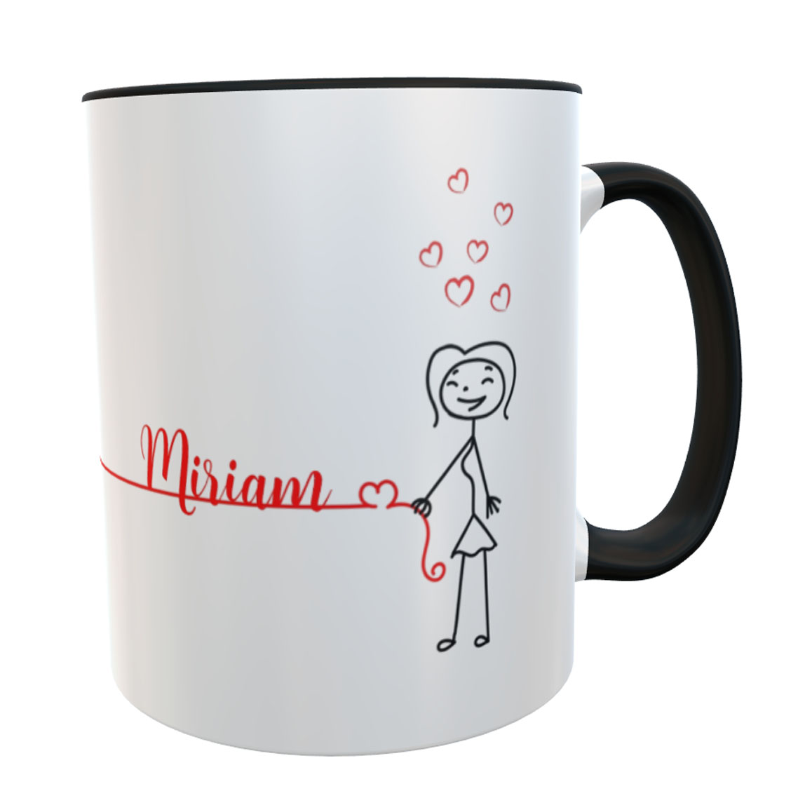 Kaffeetasse Valentinstag Strichmännchen mit Namen inkl. Geschenkverpackung