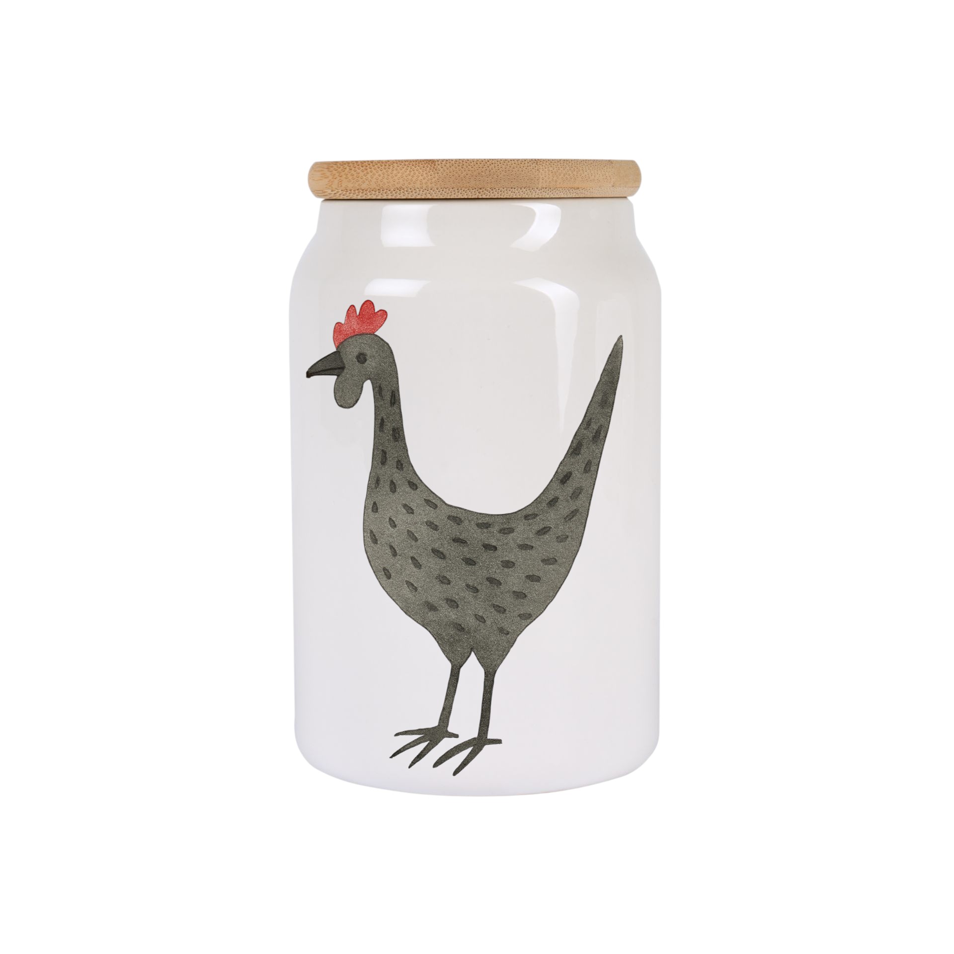 Keramikdose Huhn grau – Landhausstil Vorratsdose mit Holzdeckel