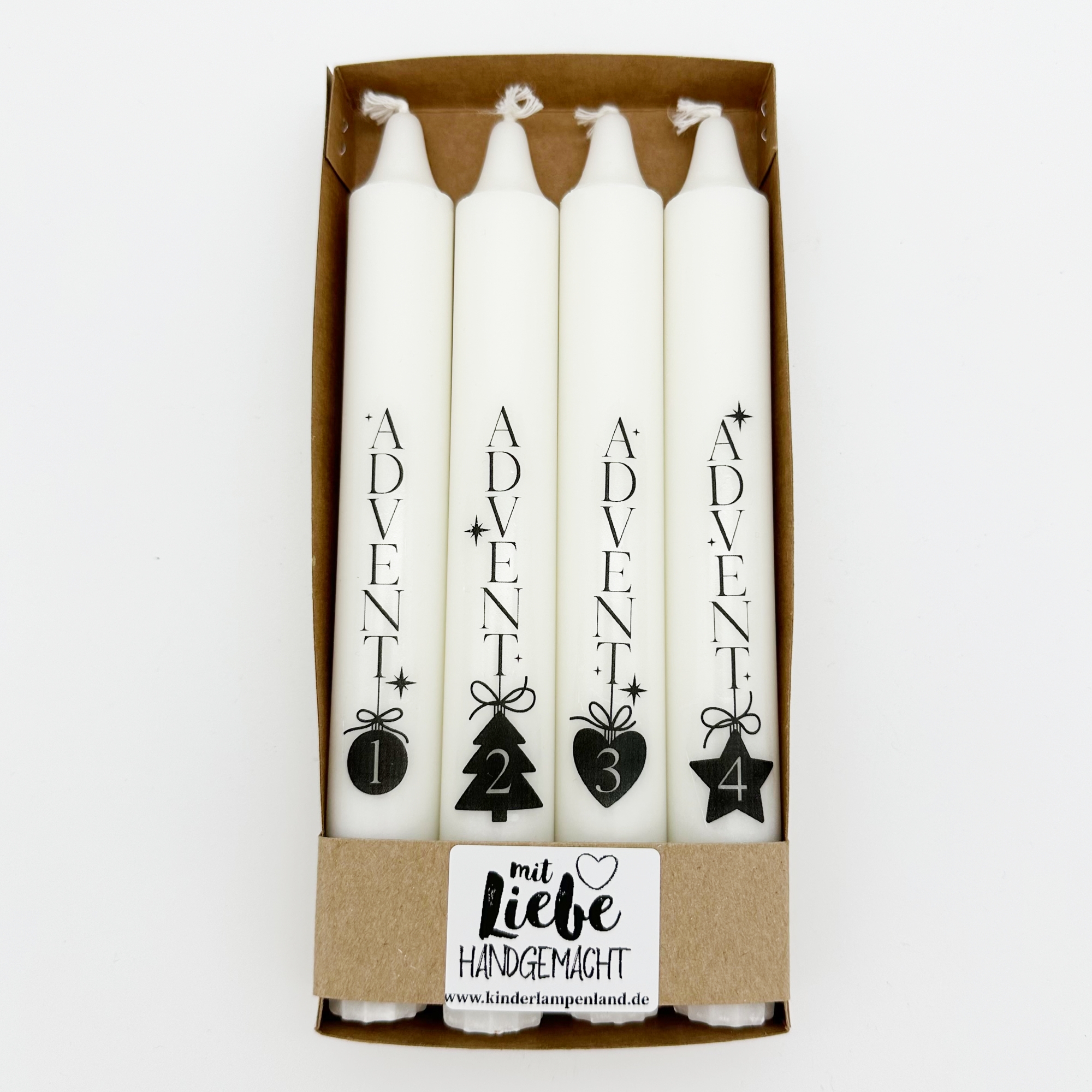 Stabkerzen Advent mit Zahlenmotiven 4er Set