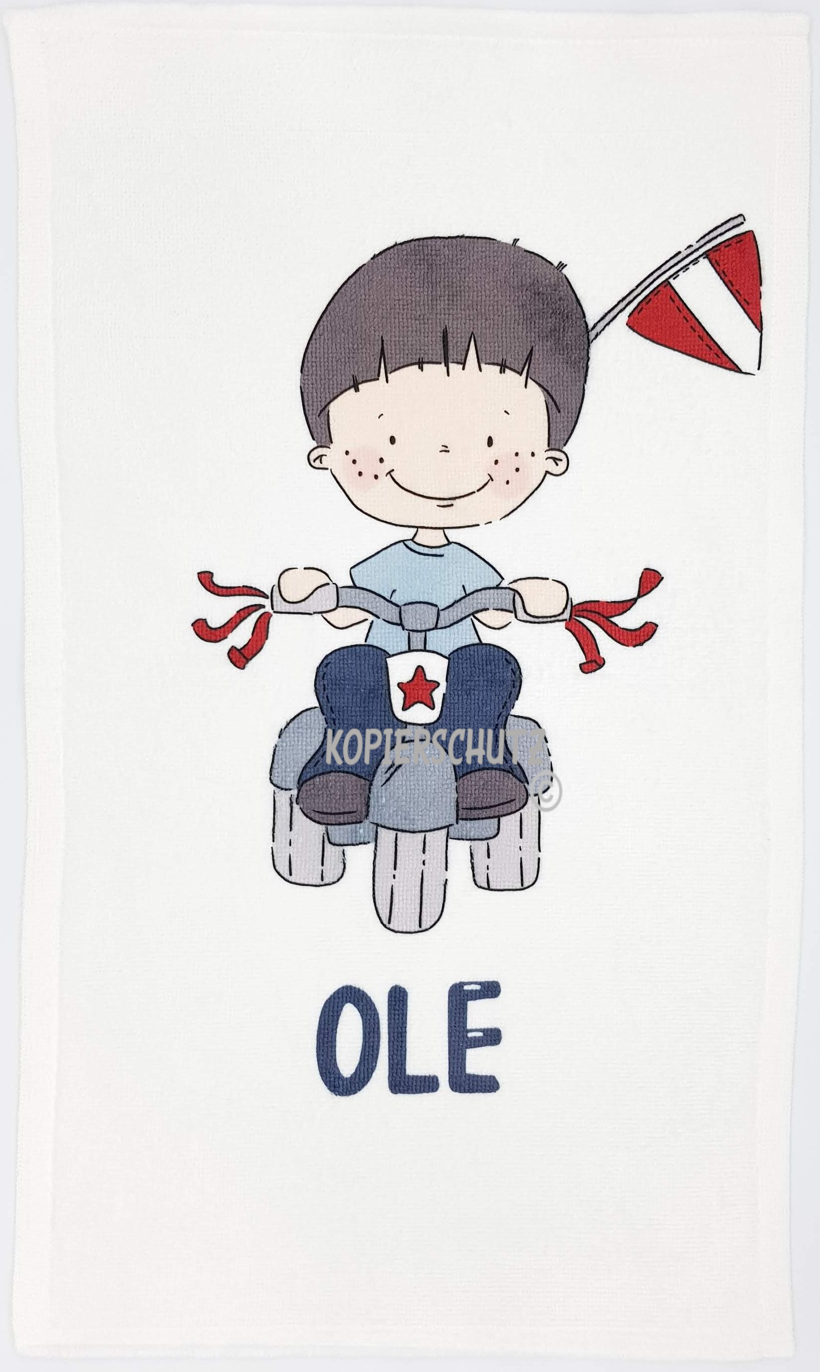 Kinderhandtuch Bikerboy emmapünktchen mit Wunschname - personalisiertes Kindergarten-Handtuch