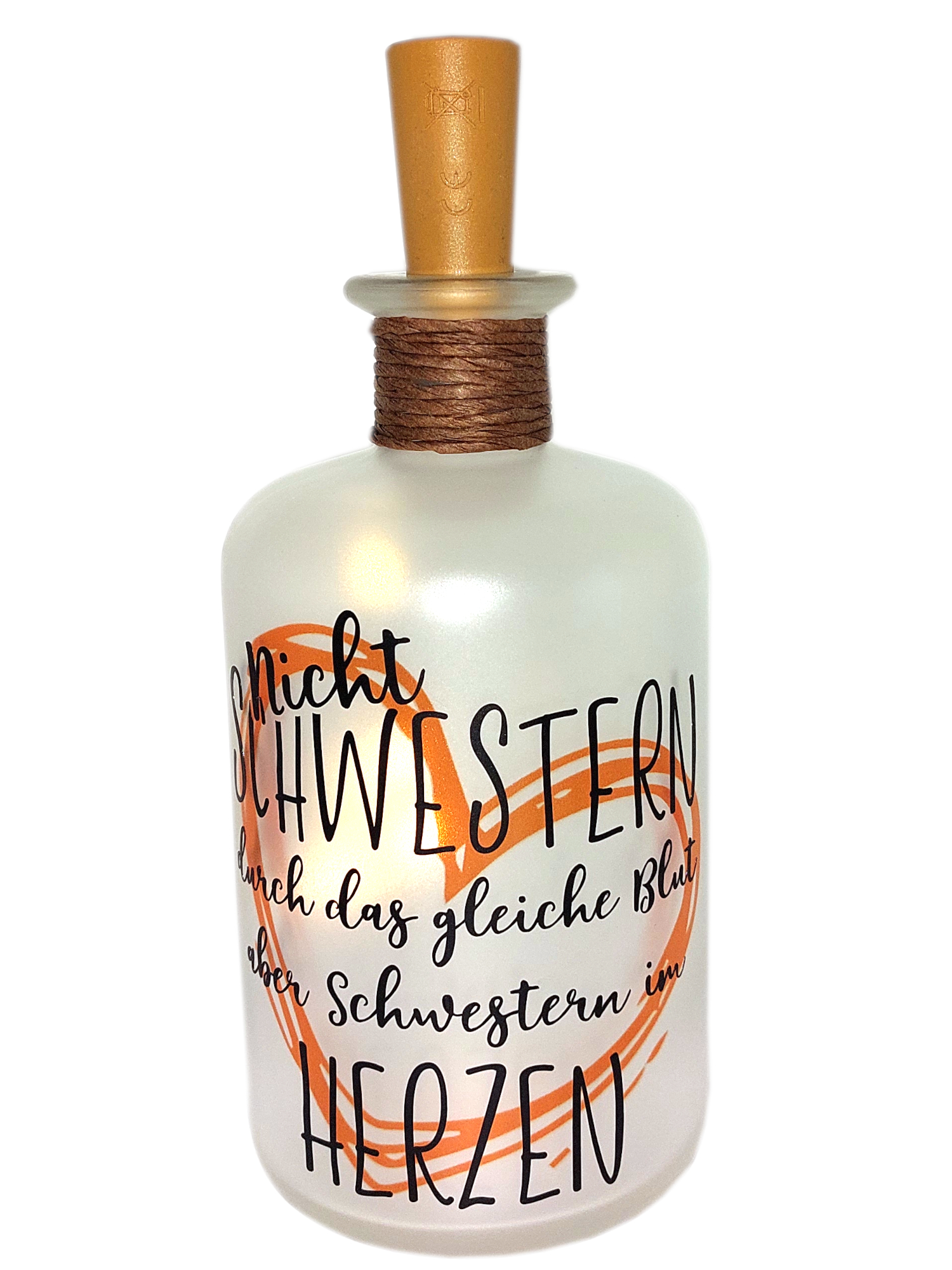 LED-Leuchtflasche beste Freundin Spruch nicht Schwestern