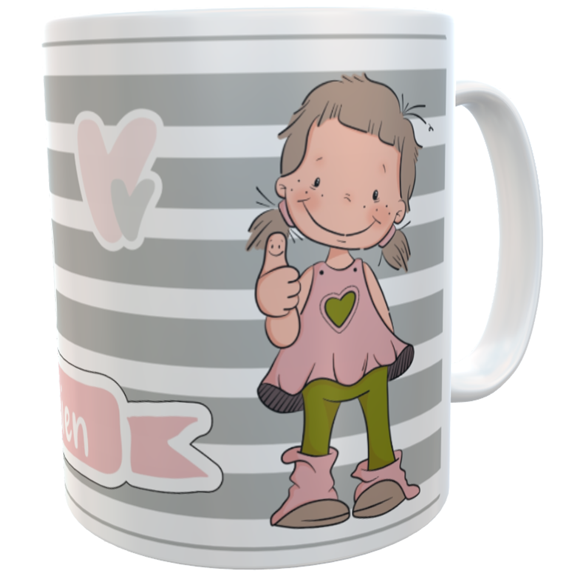 Kindertasse Schön, dass es dich gibt emmapünktchen mit Wunschname inkl. Geschenkverpackung Keramik
