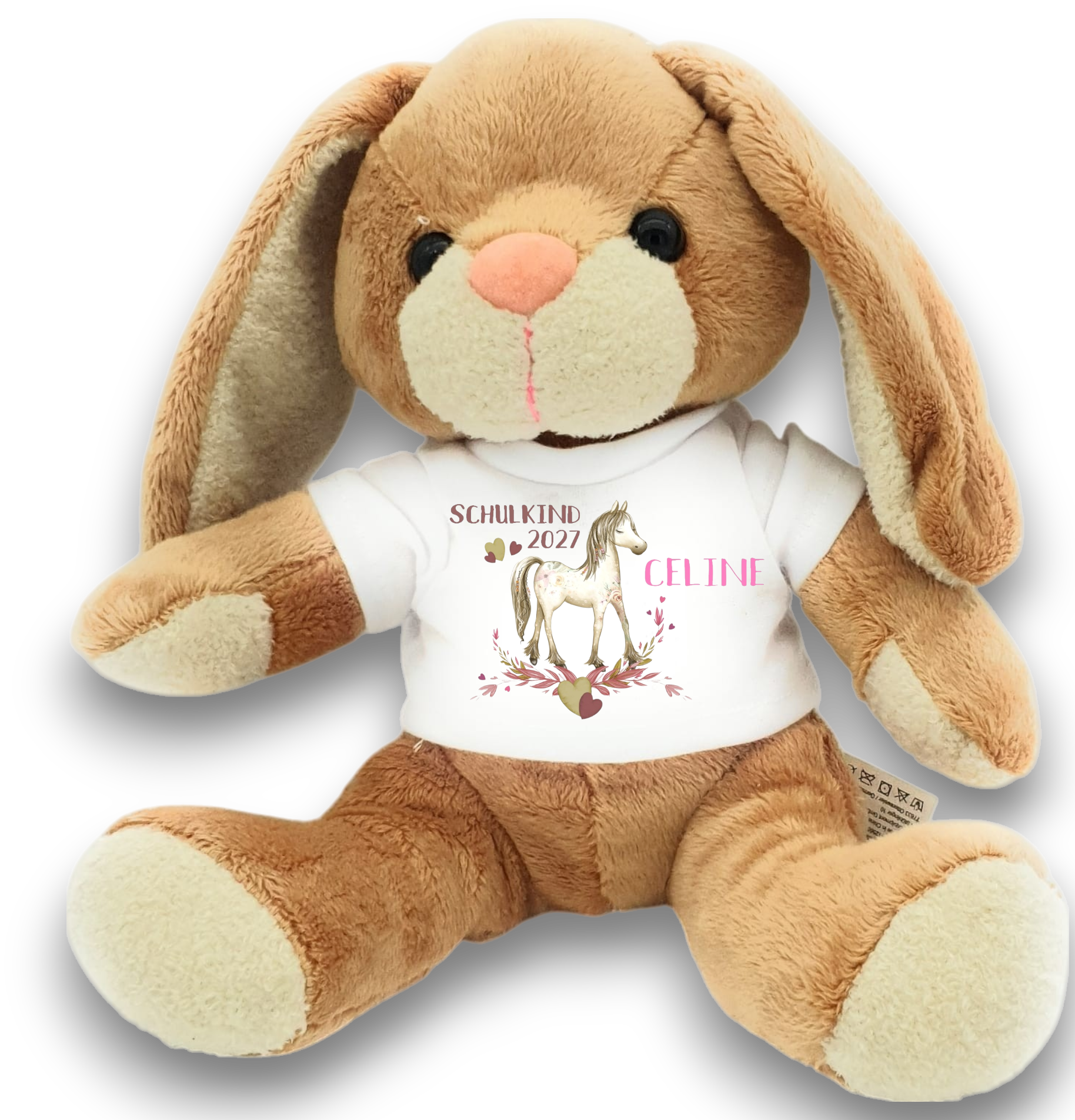 personalisierter Hase Kuscheltier für die Zuckertüte Pferd