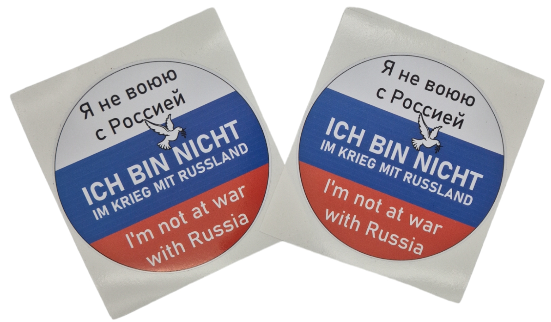 Autoaufkleber Ich bin nicht im Krieg mit Russland 3sprachig 2er Set