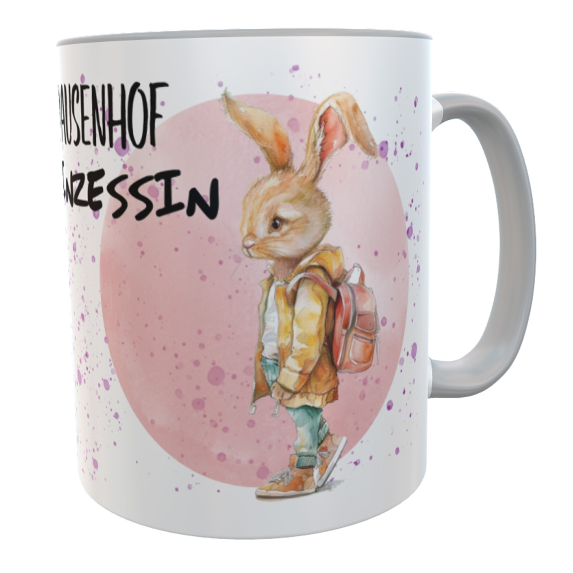 Personalisierte Kinder-Tasse Hase Pausenhof-Prinzessin – Perfektes Geschenk zur Einschulung