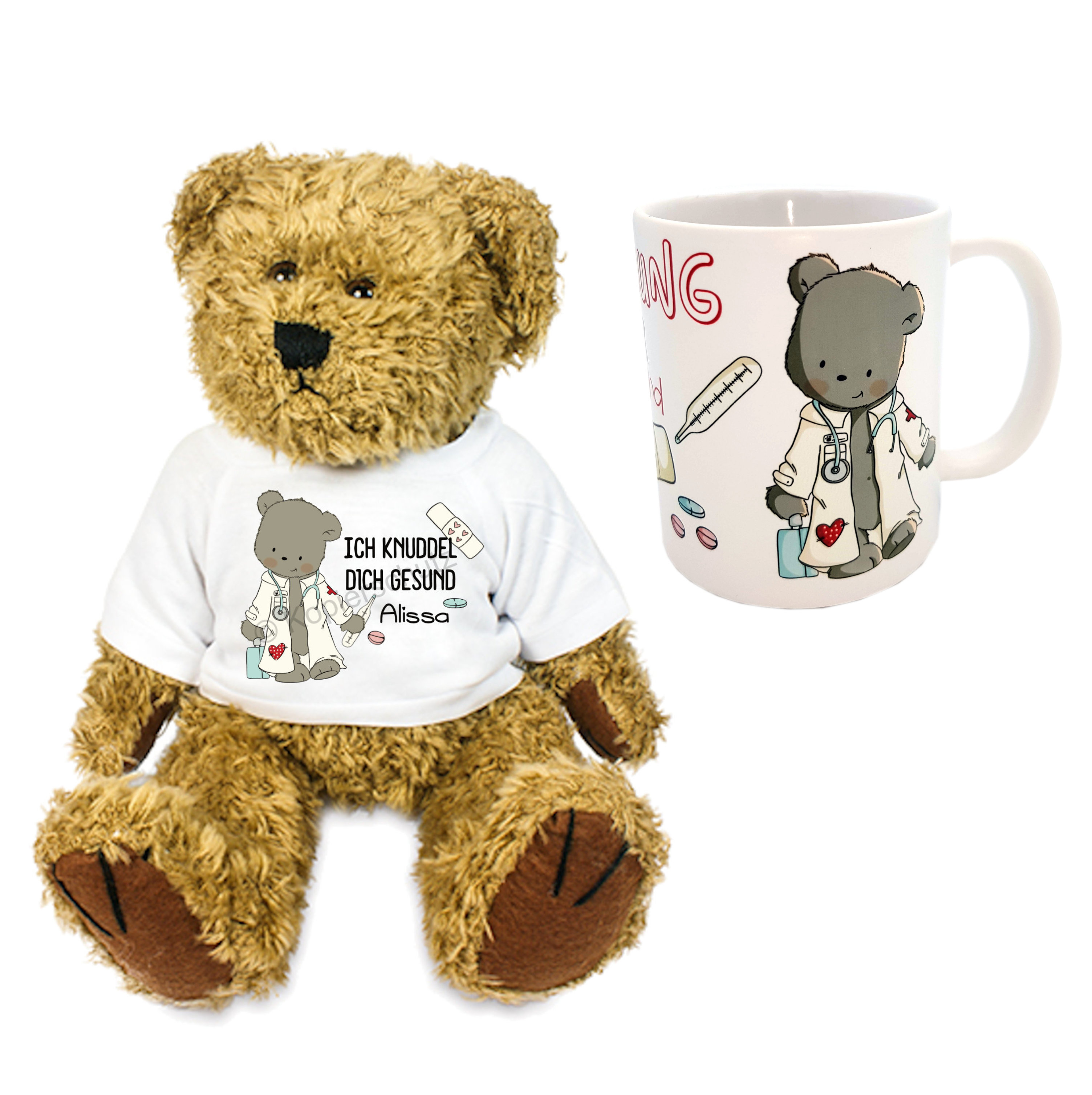Geschenkset Teddybär und Tasse Gute Besserung