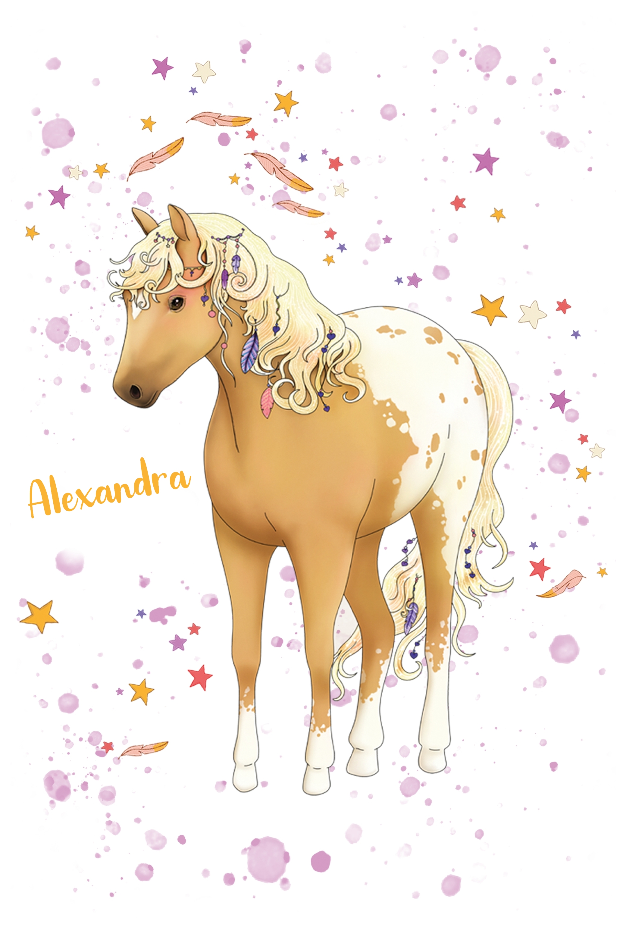 Kinderhandtuch Pferd beige mit Wunschname - personalisiertes Kindergarten-Handtuch