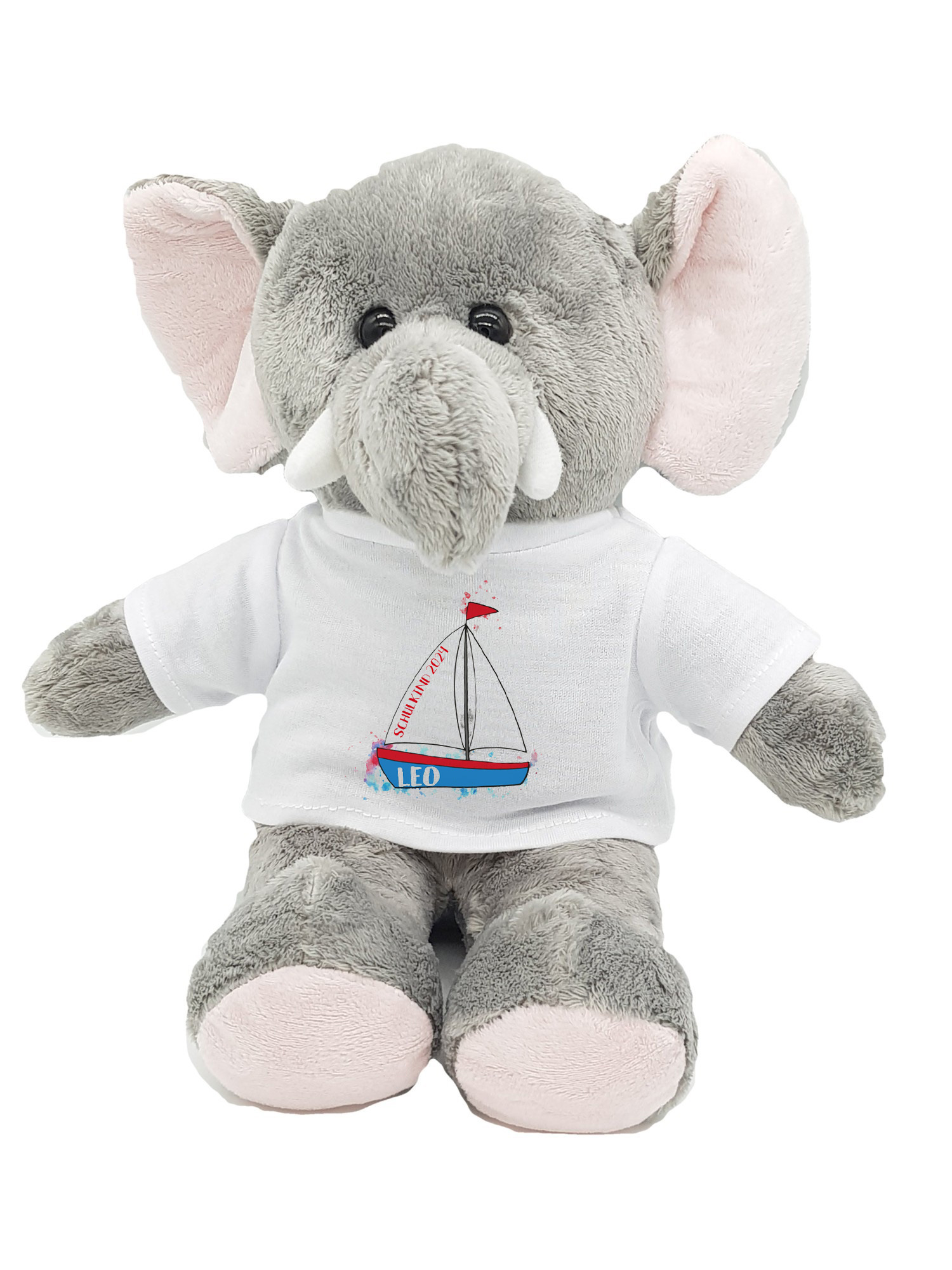 Elefant Kuscheltier für die Zuckertüte Schultüte Segelboot mit Wunschname