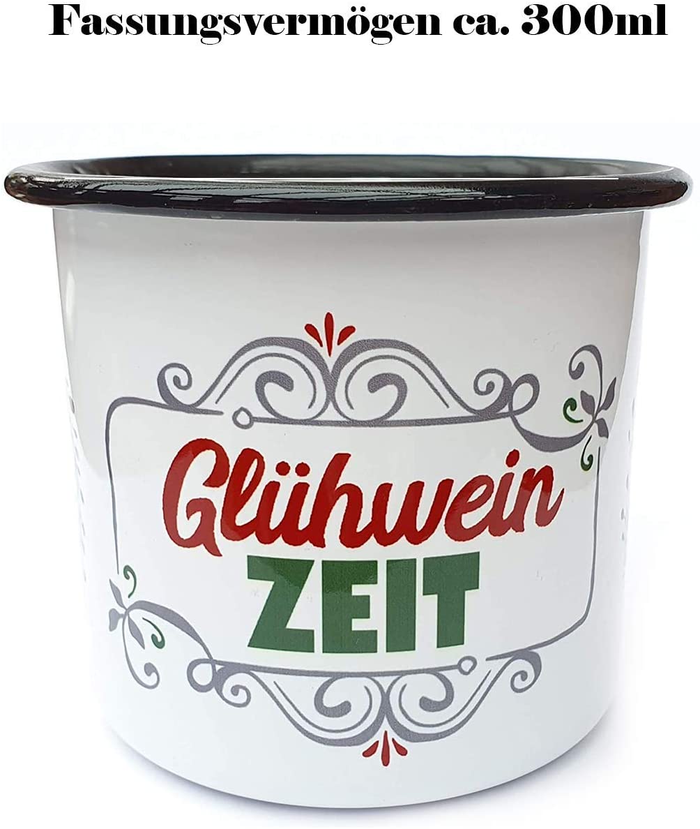 Emaille-Tasse Glühwein Zeit mit Hirsch