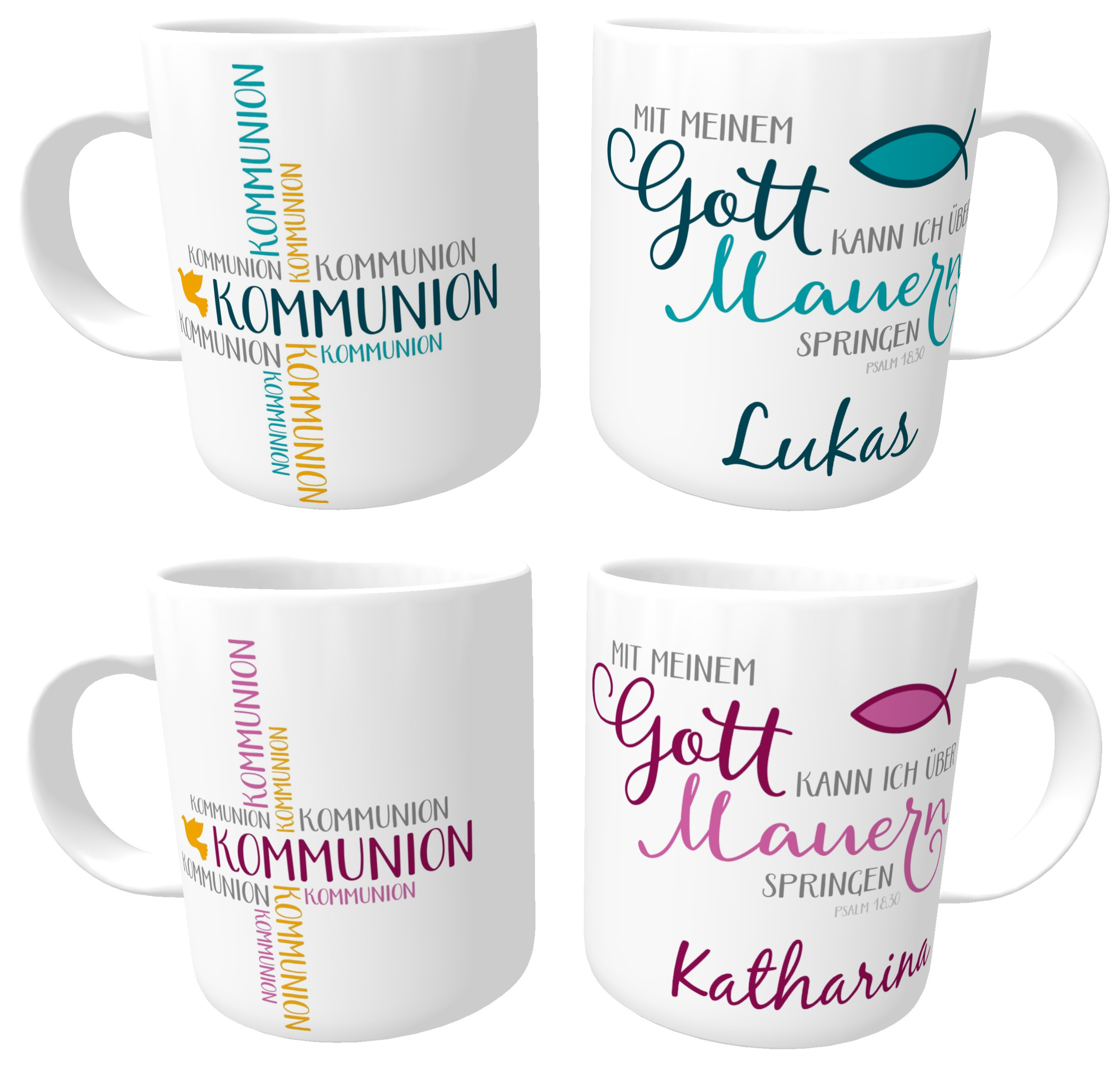 Kilala Tasse Kommunion mit Namen Geschenk Mädchen Junge rosa