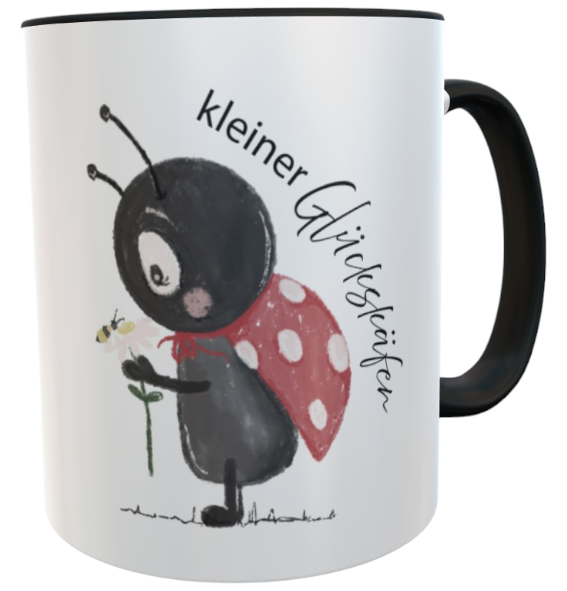 personalisierbare Tasse Marienkäfer Spruch kleiner Glückskäfer