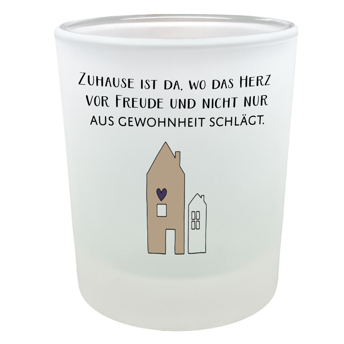 Teelichthalter mit Spruch Zuhause ist da, wo das Herz vor Freude schlägt