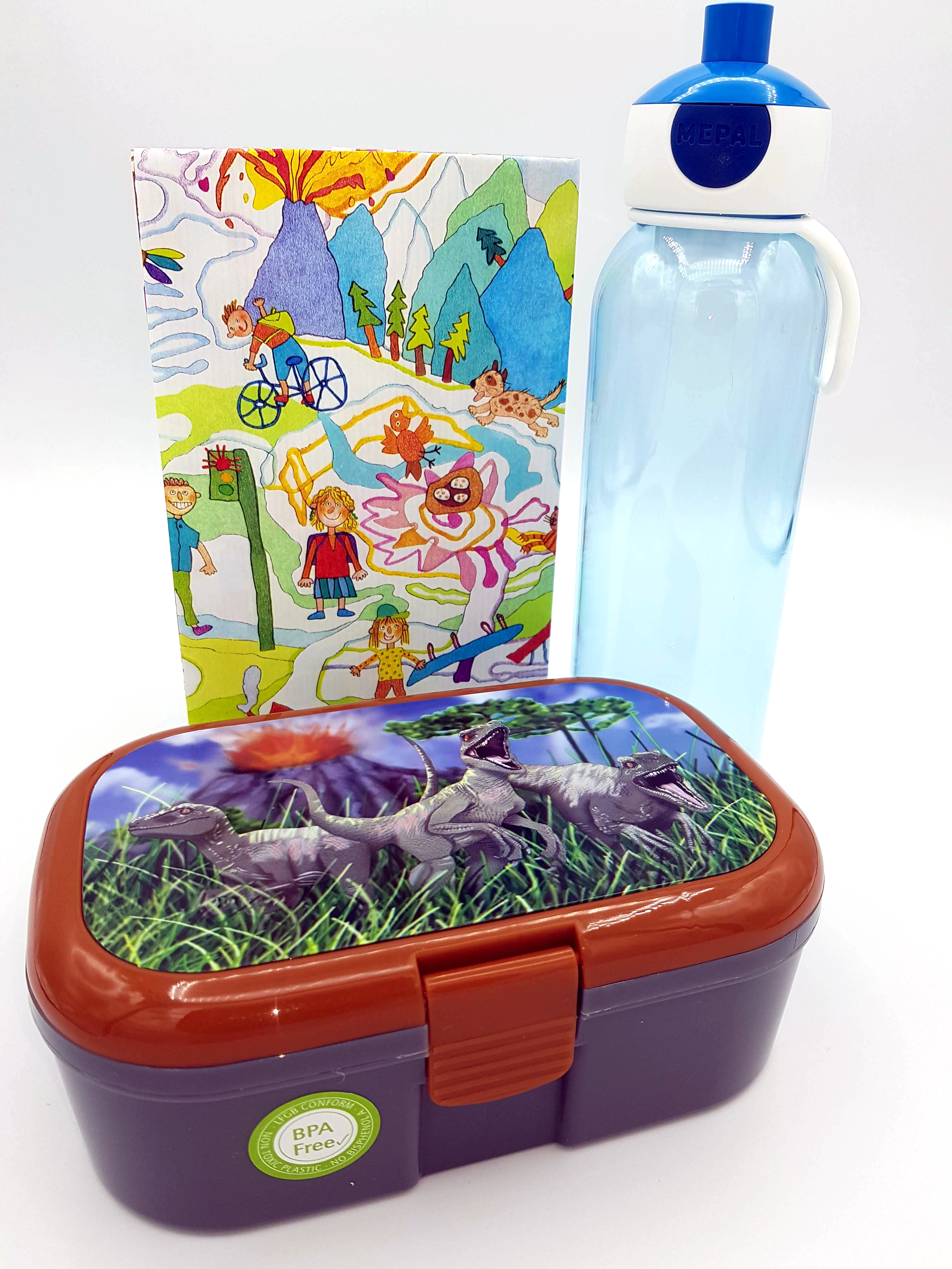Lutz Mauder Lunchbox Dino und Mepal Trinkflasche 500 ml blau