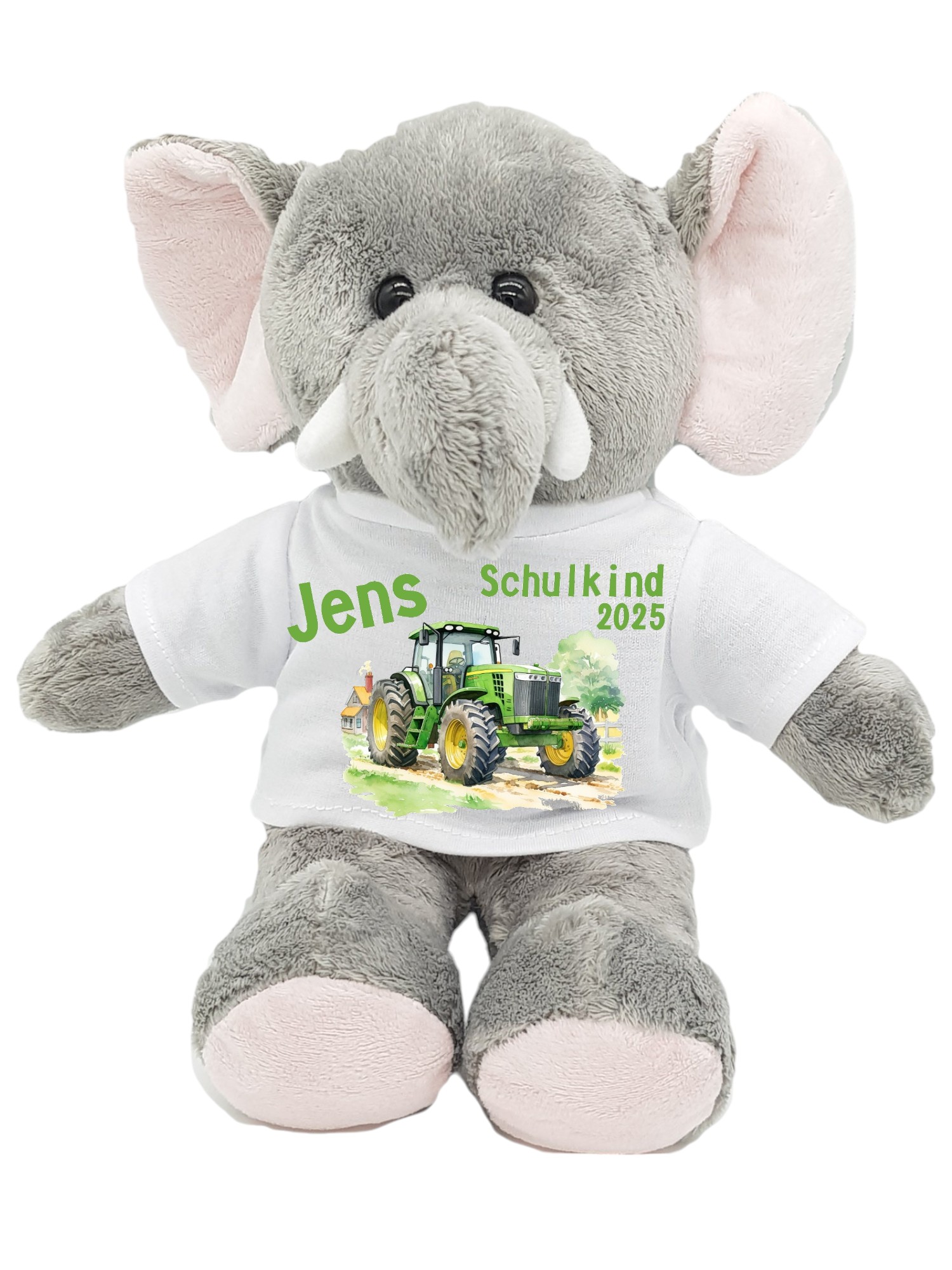 personalisierter Elefant Kuscheltier Traktor für die Zuckertüte