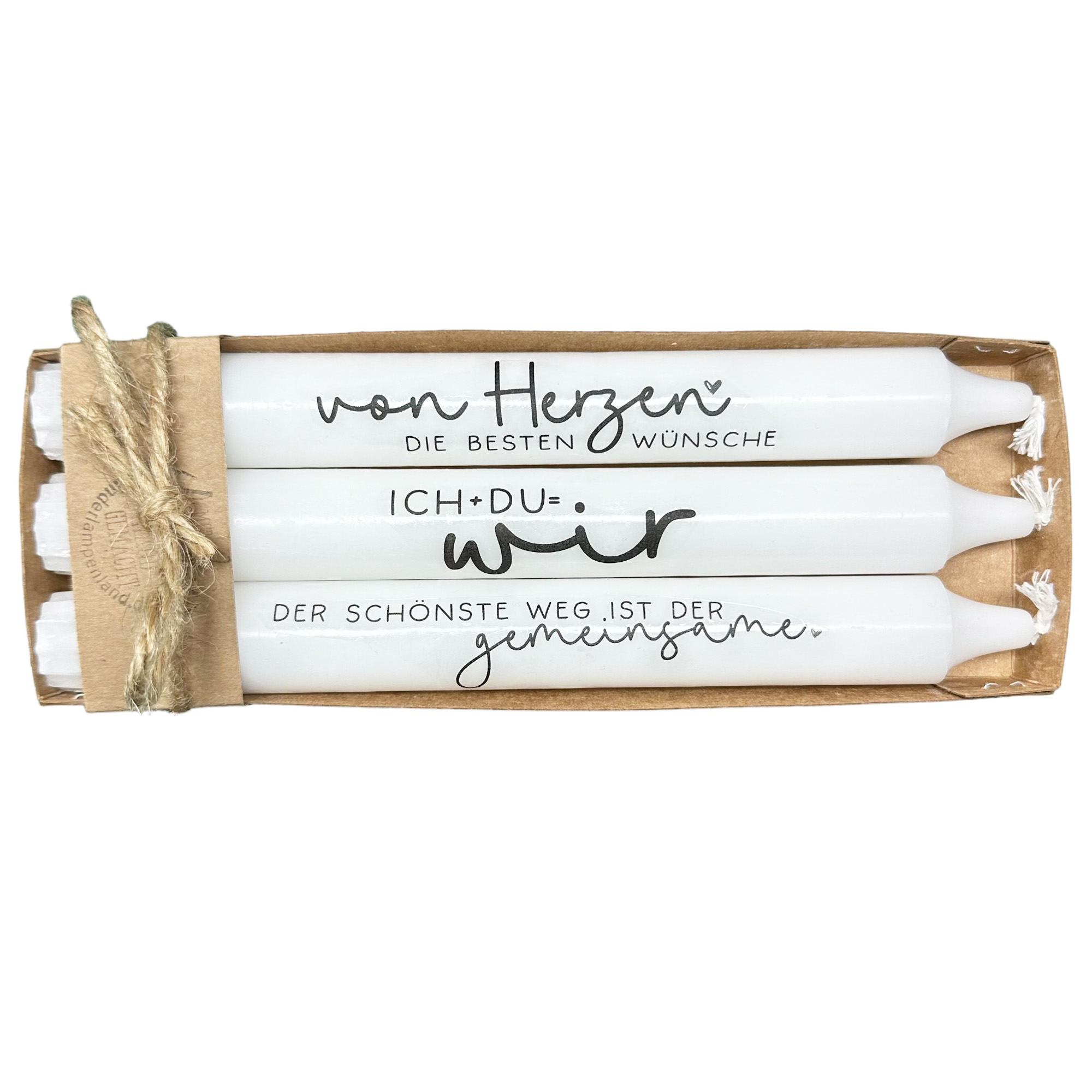 Stabkerzen Hochzeit Ich+Du=wir 3er Set Perfekte Tischdeko & Geschenk zur Hochzeit