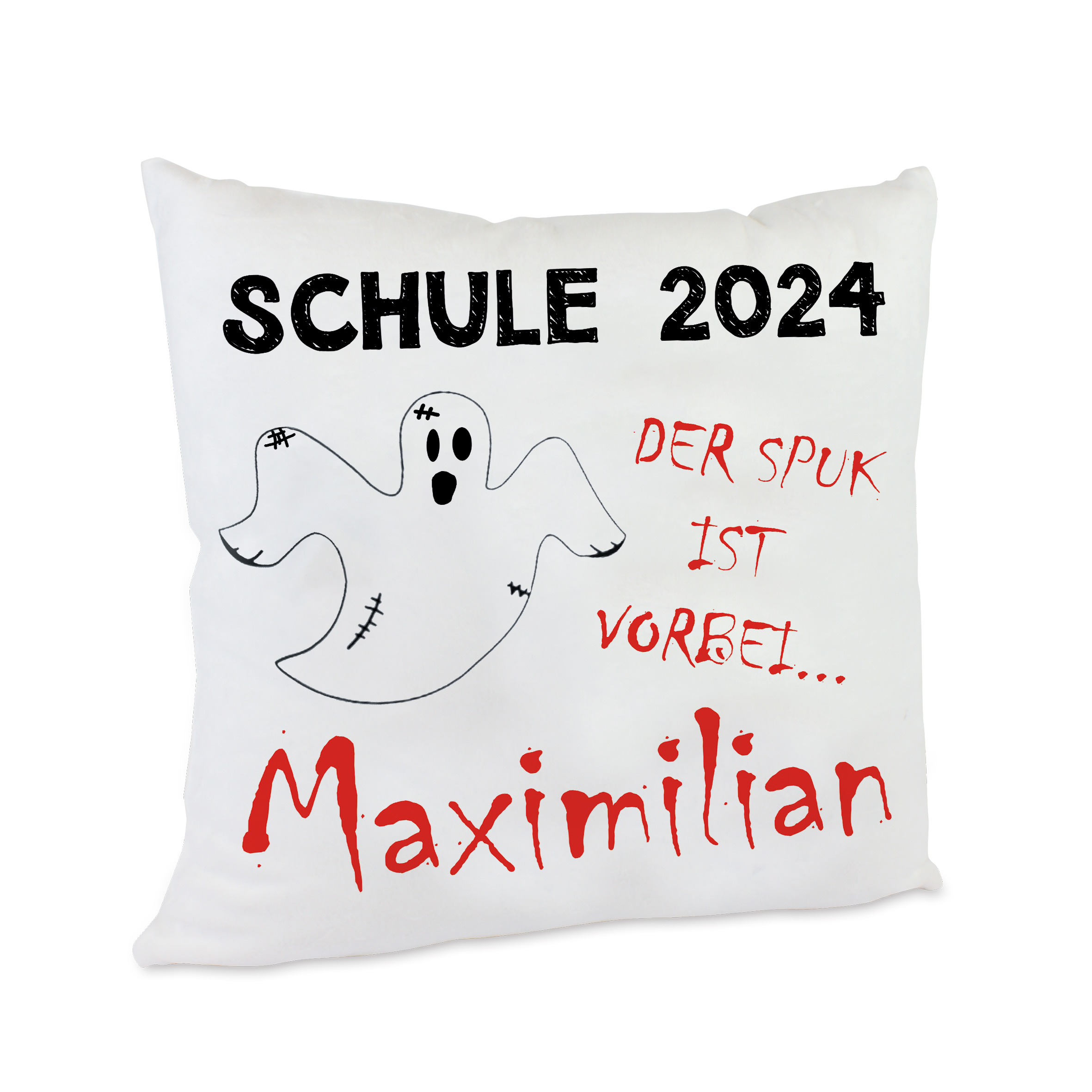 Personalisiertes Schulabschluss-Kissen 2024 – Der Spuk ist vorbei 40 x 40 cm