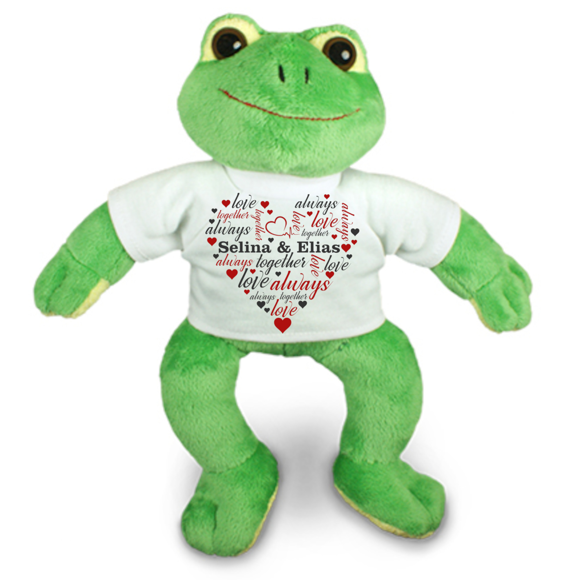 personalisiertes Kuscheltier Frosch - Herz always together mit Namen