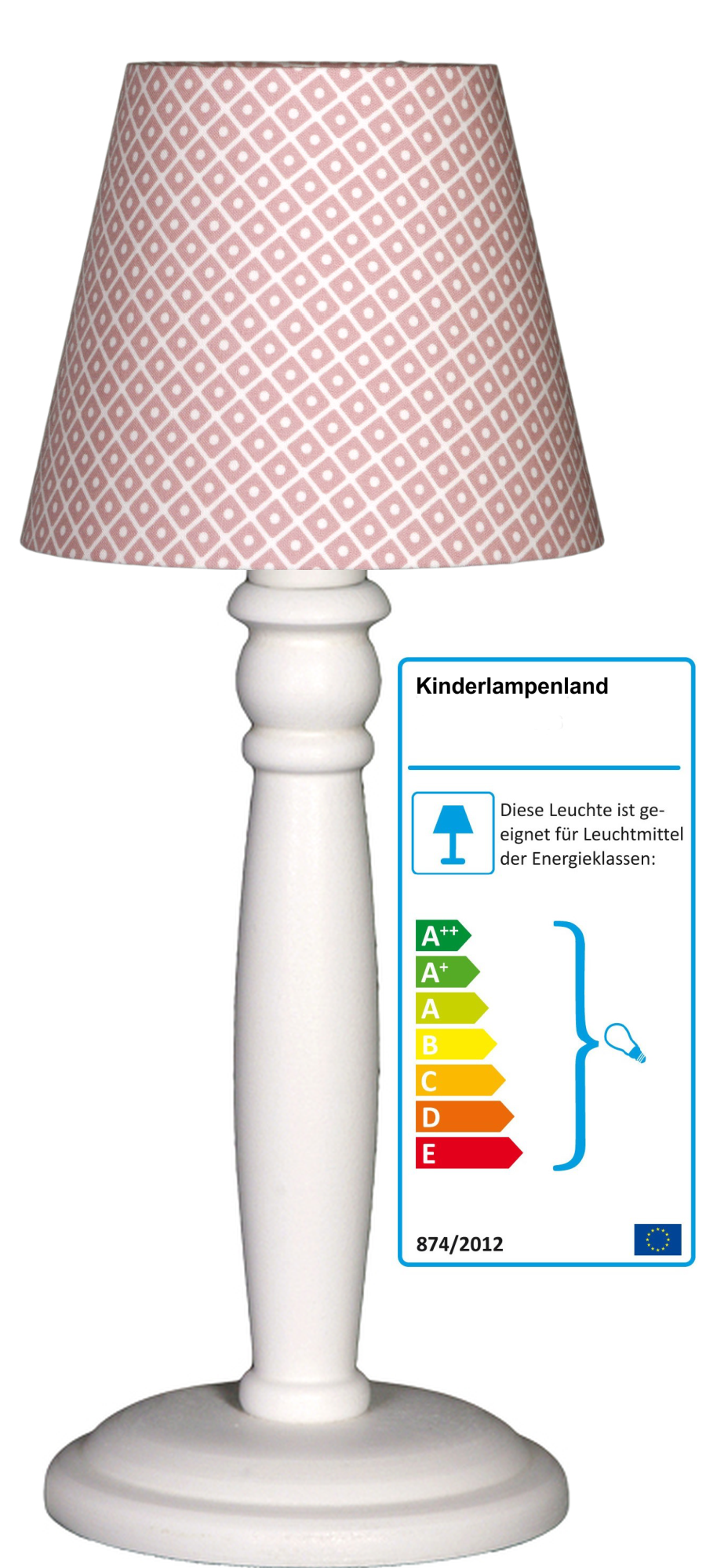 Tischlampe Rauten altrosa/weiß