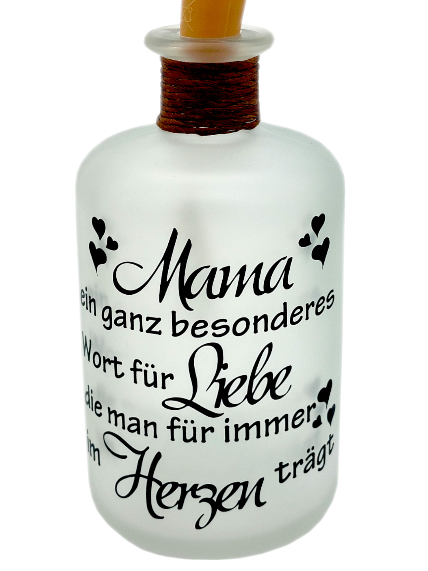 Dekoflasche Mama im Herzen, Muttergeschenk, 16 cm