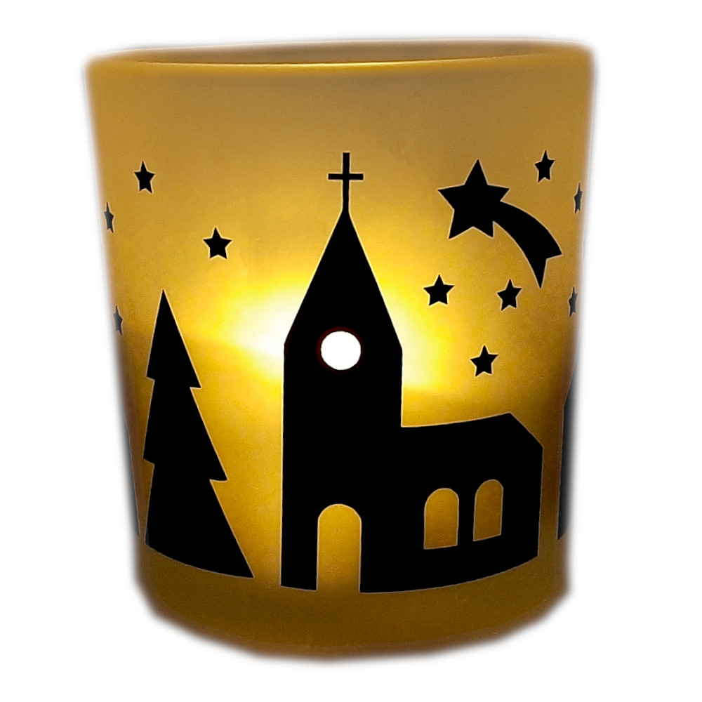 Teelichtglas Winterdorf