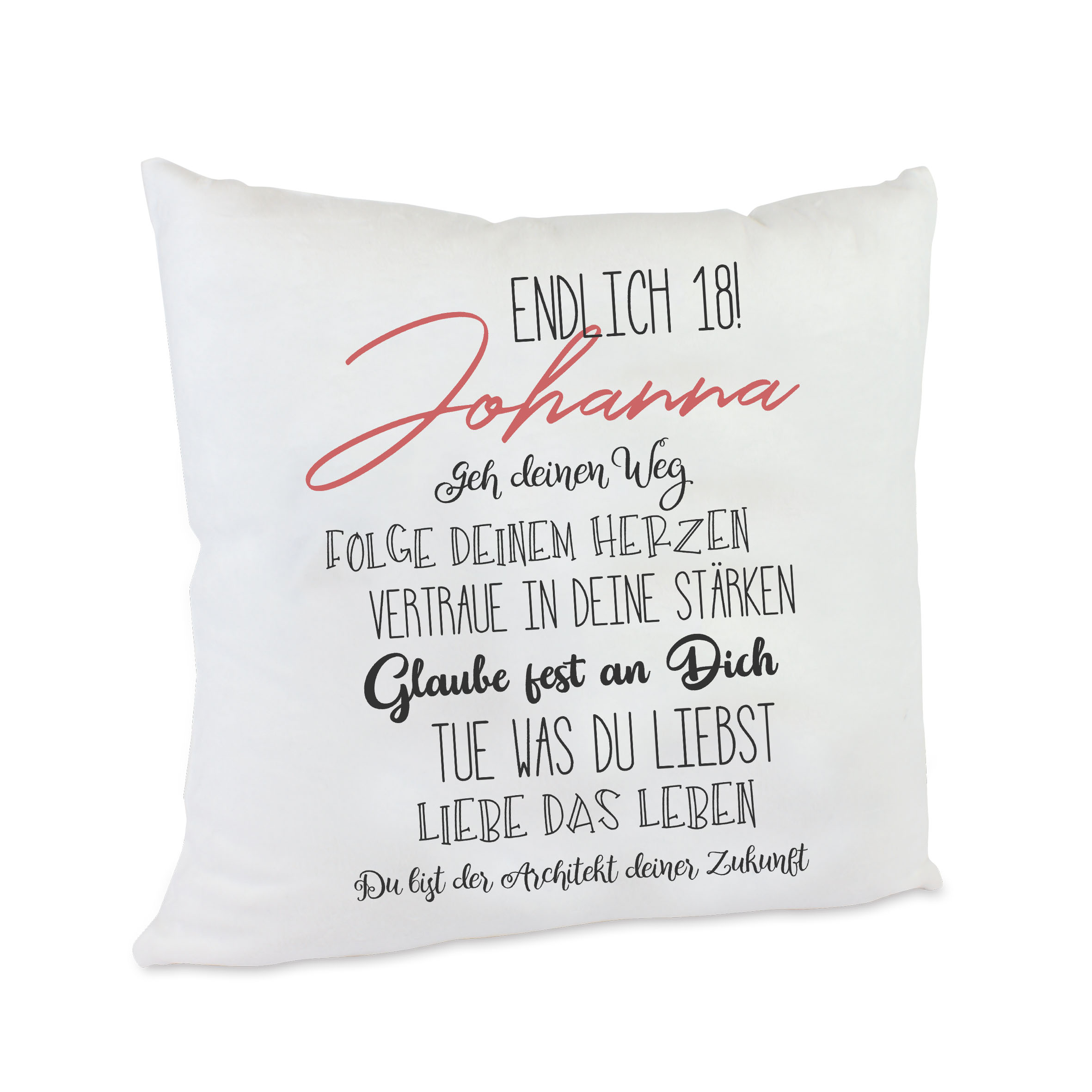 Kissen 18. Geburtstag mit Namen Geschenk mit tollen Sprüchen