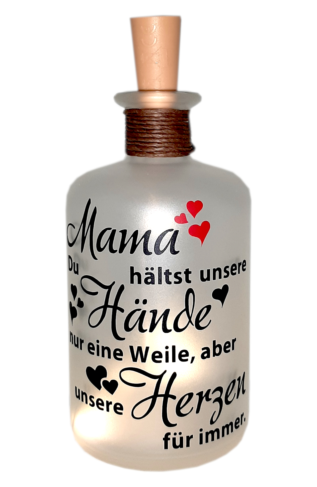 LED-Leuchtflasche Muttertag rot Geschenk Mama Oma Geburtstag Geschenkflasche