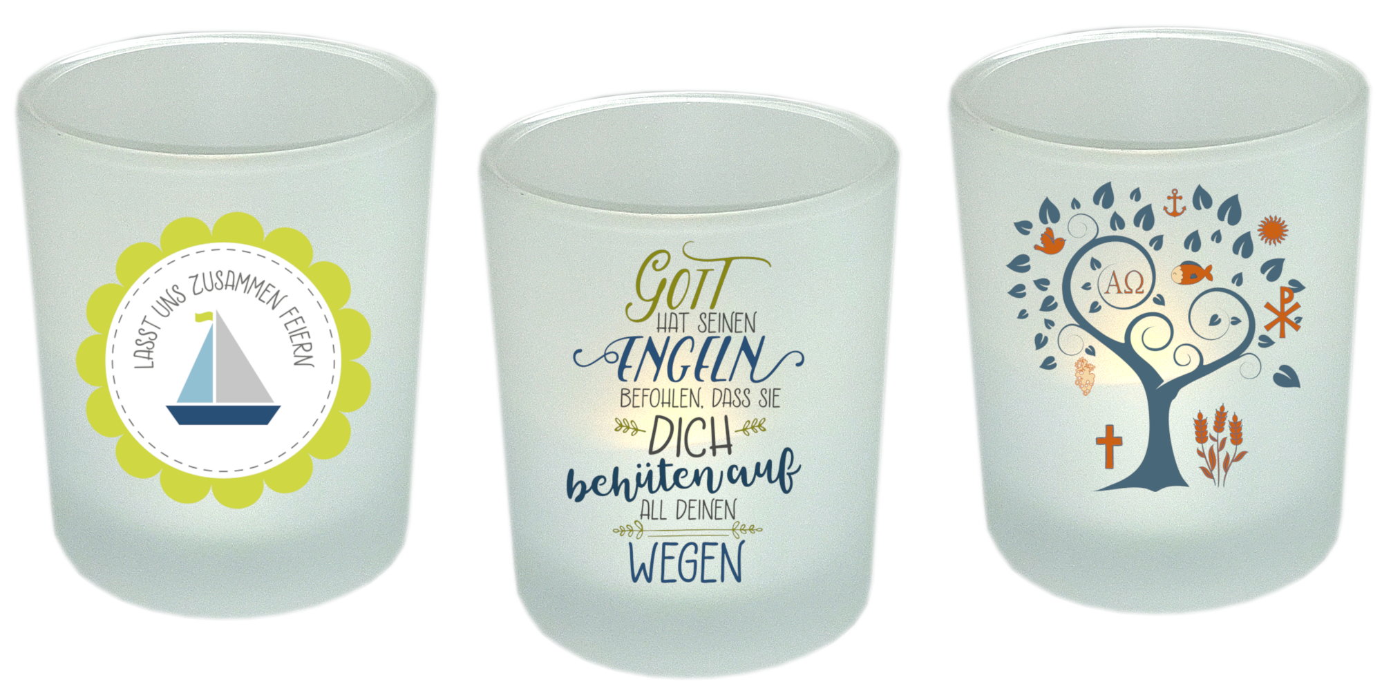 Windlicht 3er-Set Taufe, Kommunion, Konfirmation Junge