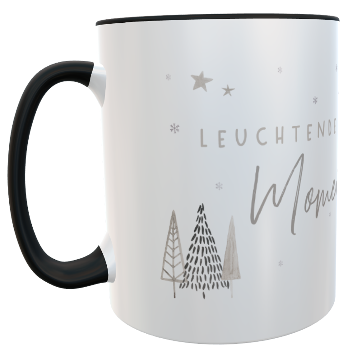 Weihnachtstasse Spruch leuchtende Momente Aquarell -– Winterzauber für die Seele